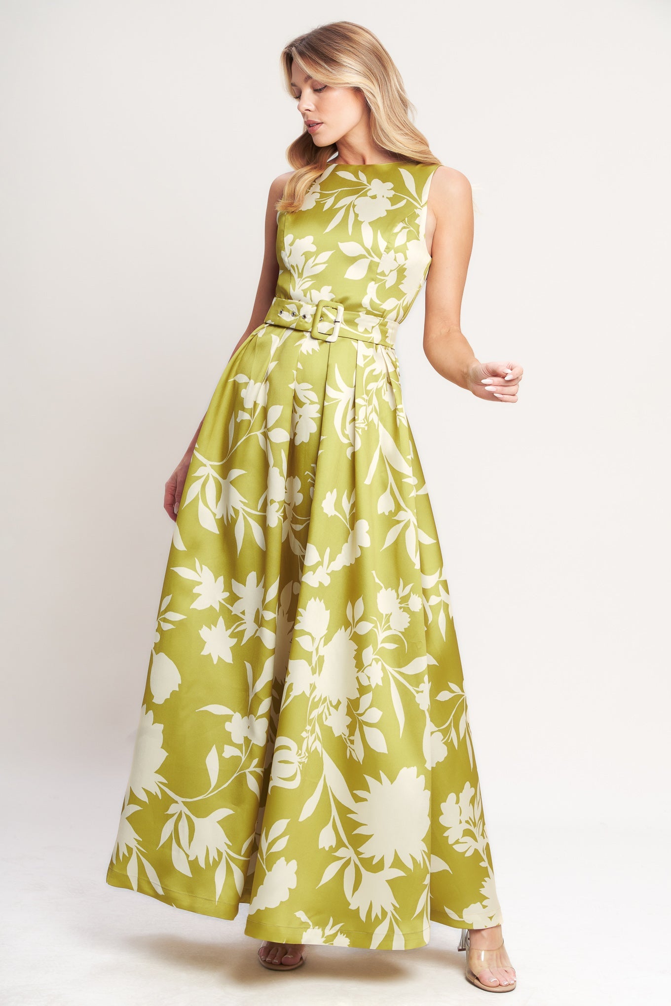 LIME FLORAL MAXI DRESS