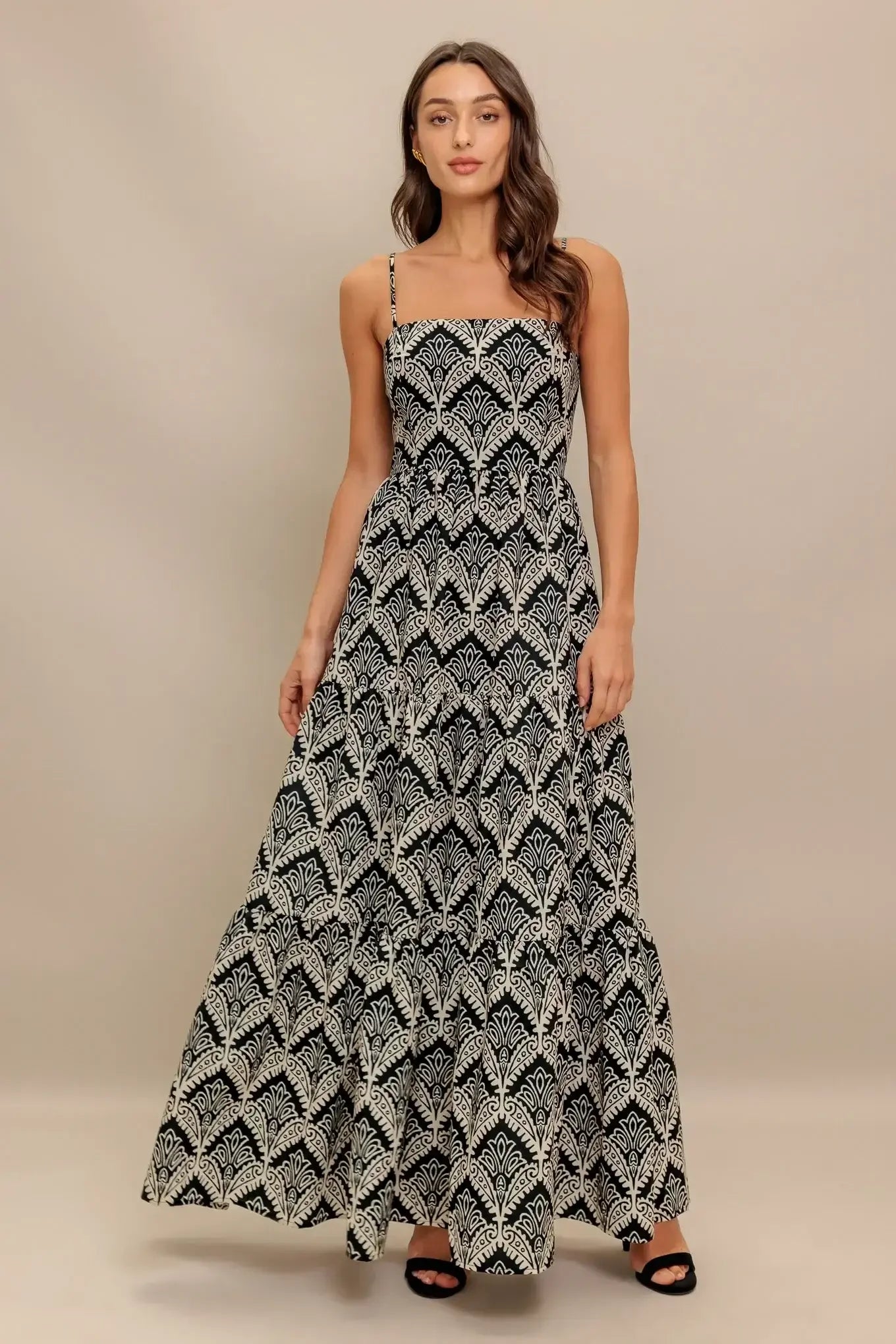 Hazelwood Garden Maxi Dress - Black & Ivory