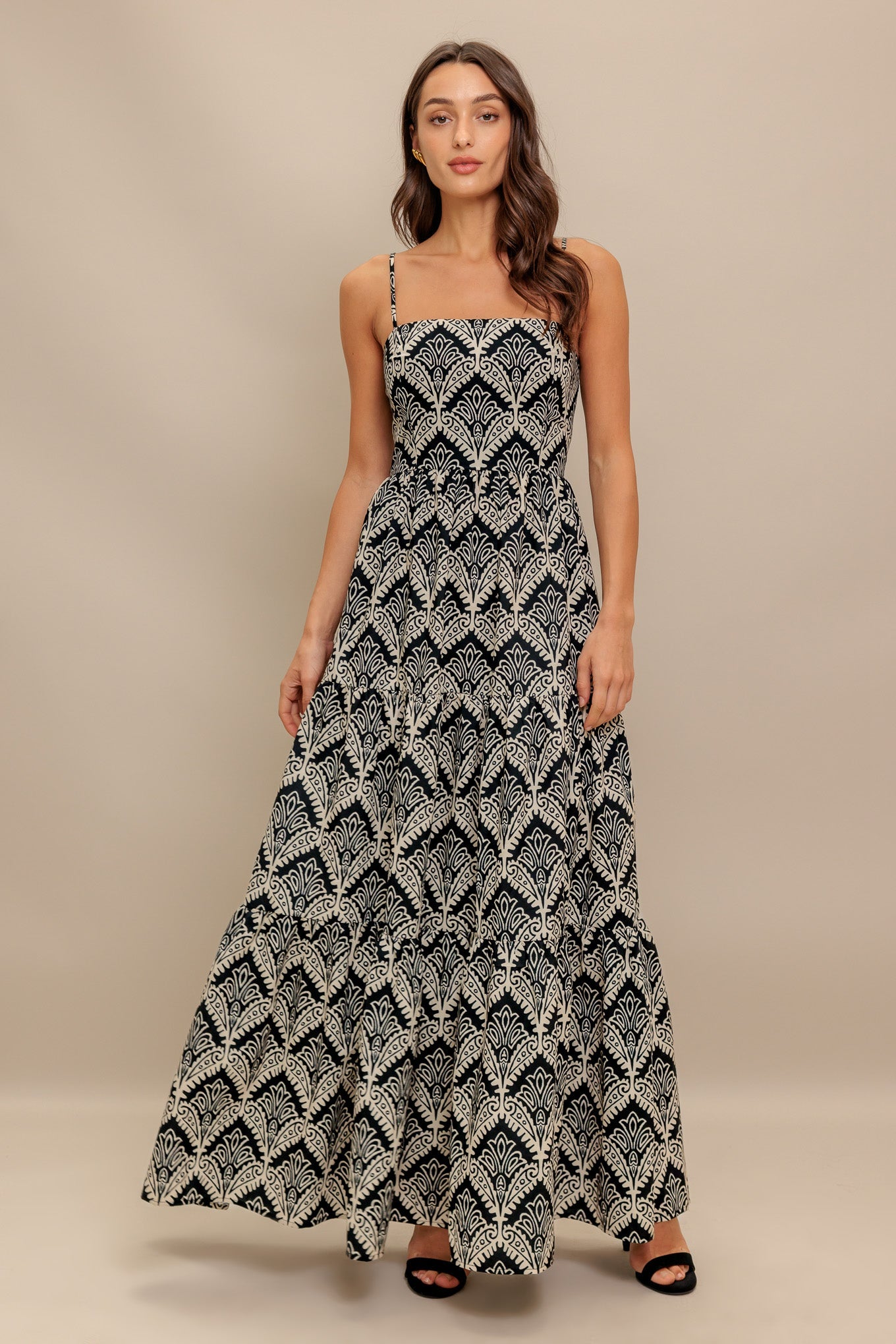 Hazelwood Garden Maxi Dress - Black & Ivory