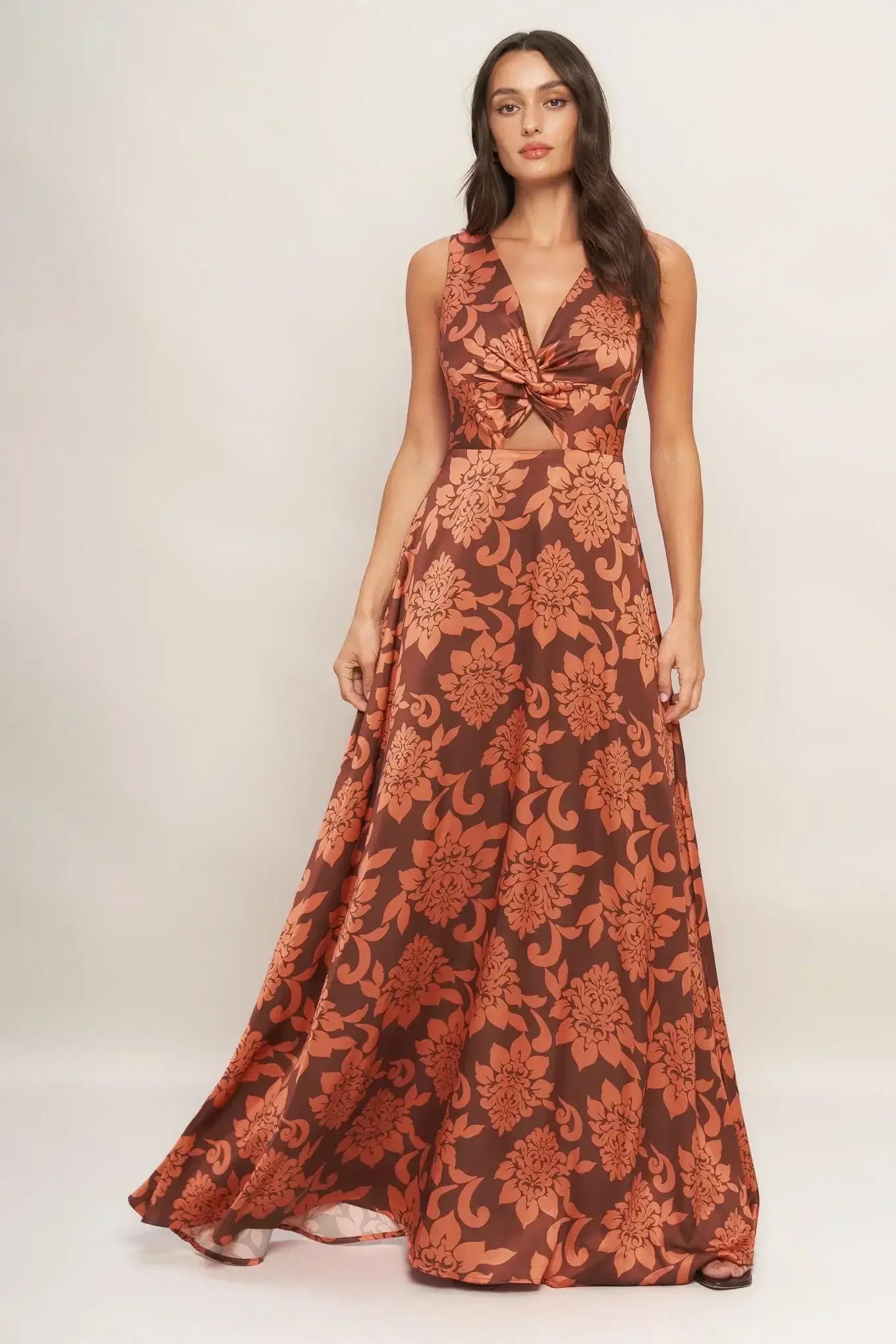 AURORA FLEUR BROWN MAXI DRESS