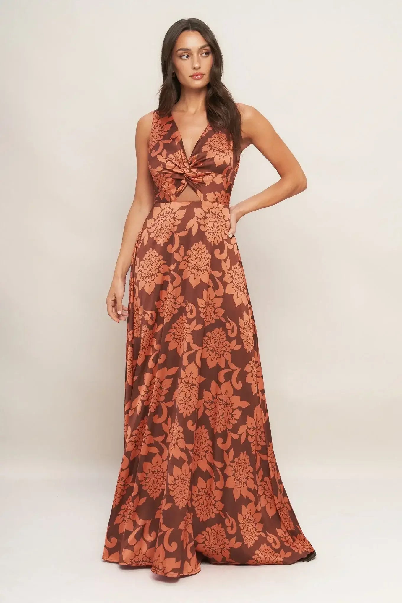 AURORA FLEUR BROWN MAXI DRESS