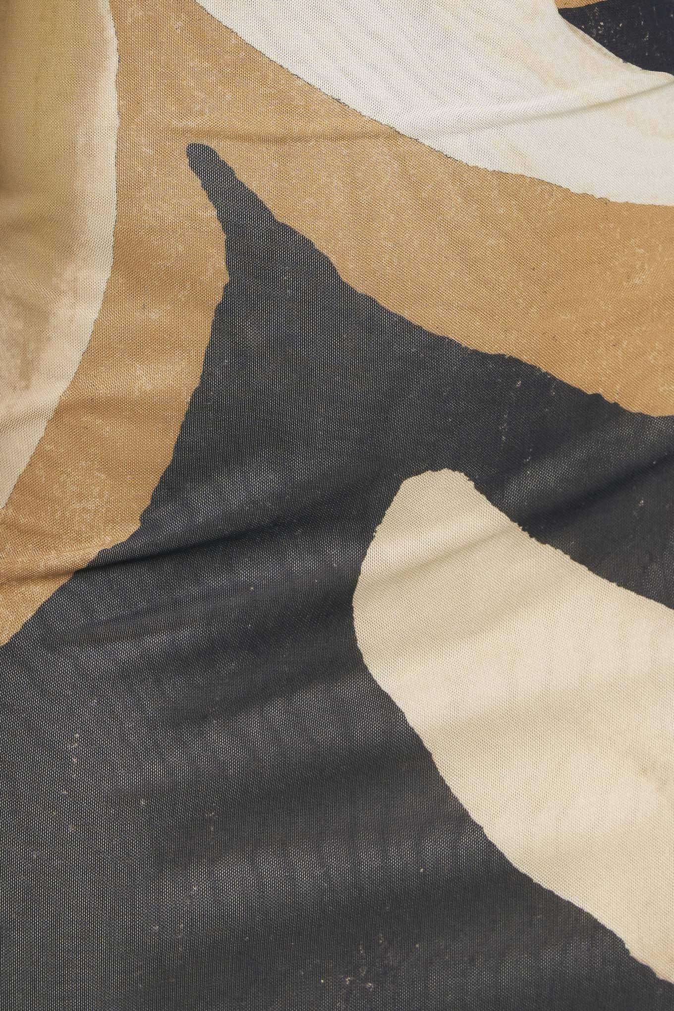 ABSTRACT BOTANICA LONG SLEEVE POWER MESH MIDI DRESS