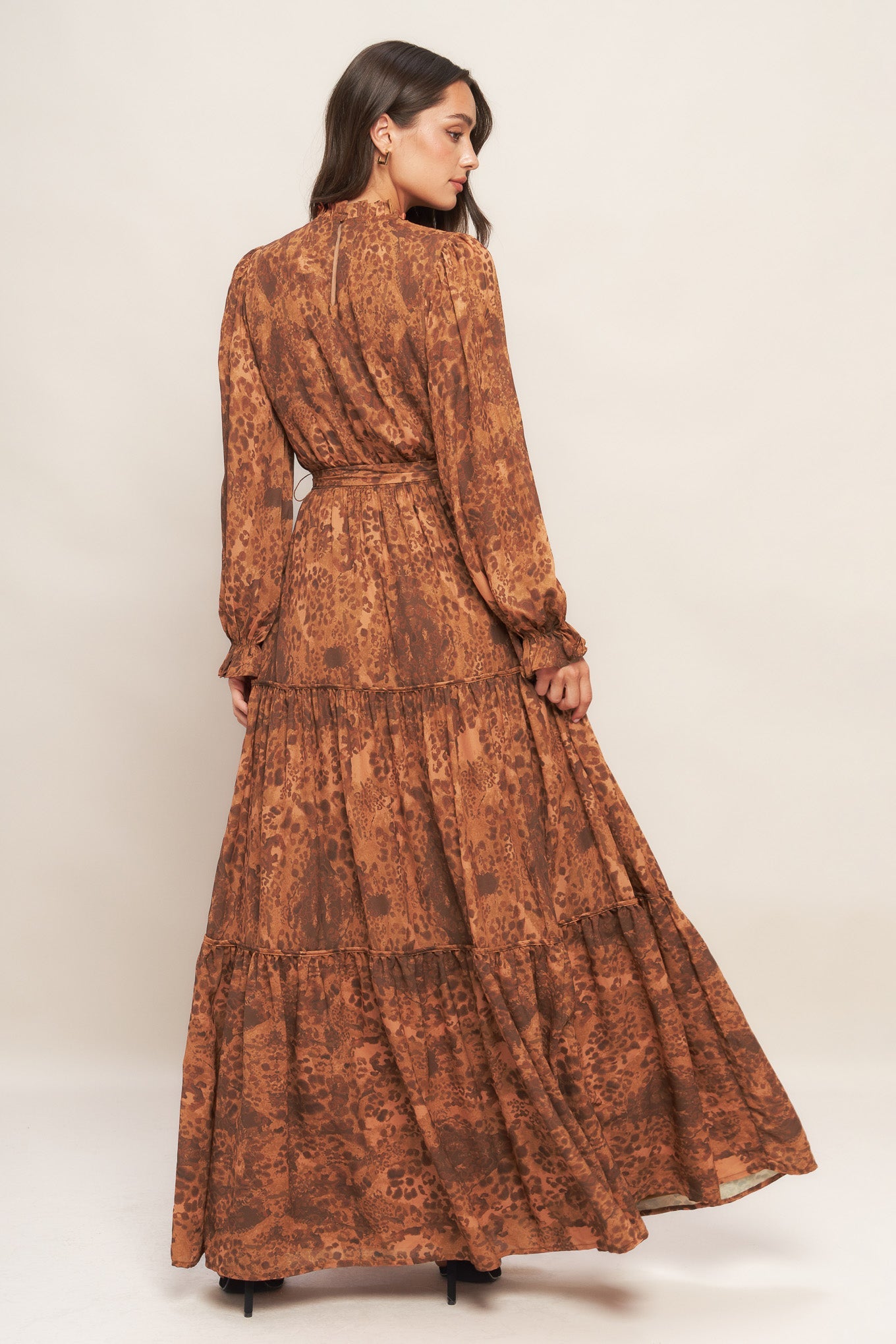 Long brown patterned dress