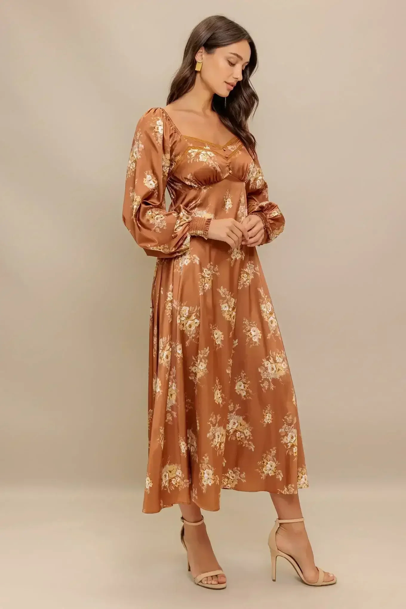 CARMELA MIDI DRESS - BRONZE