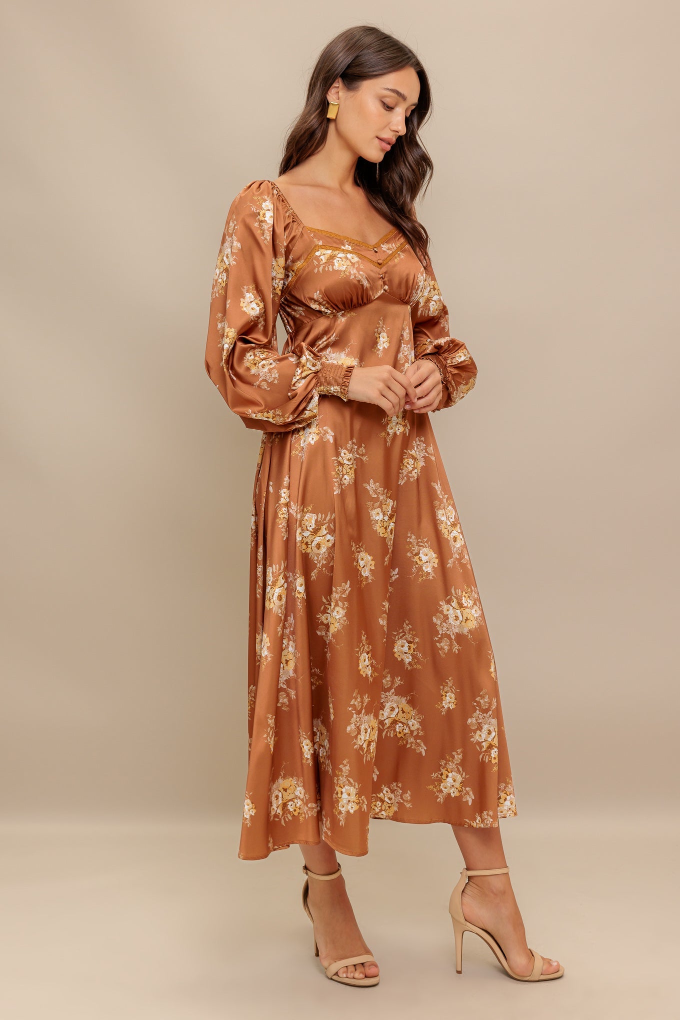 CARMELA MIDI DRESS - BRONZE