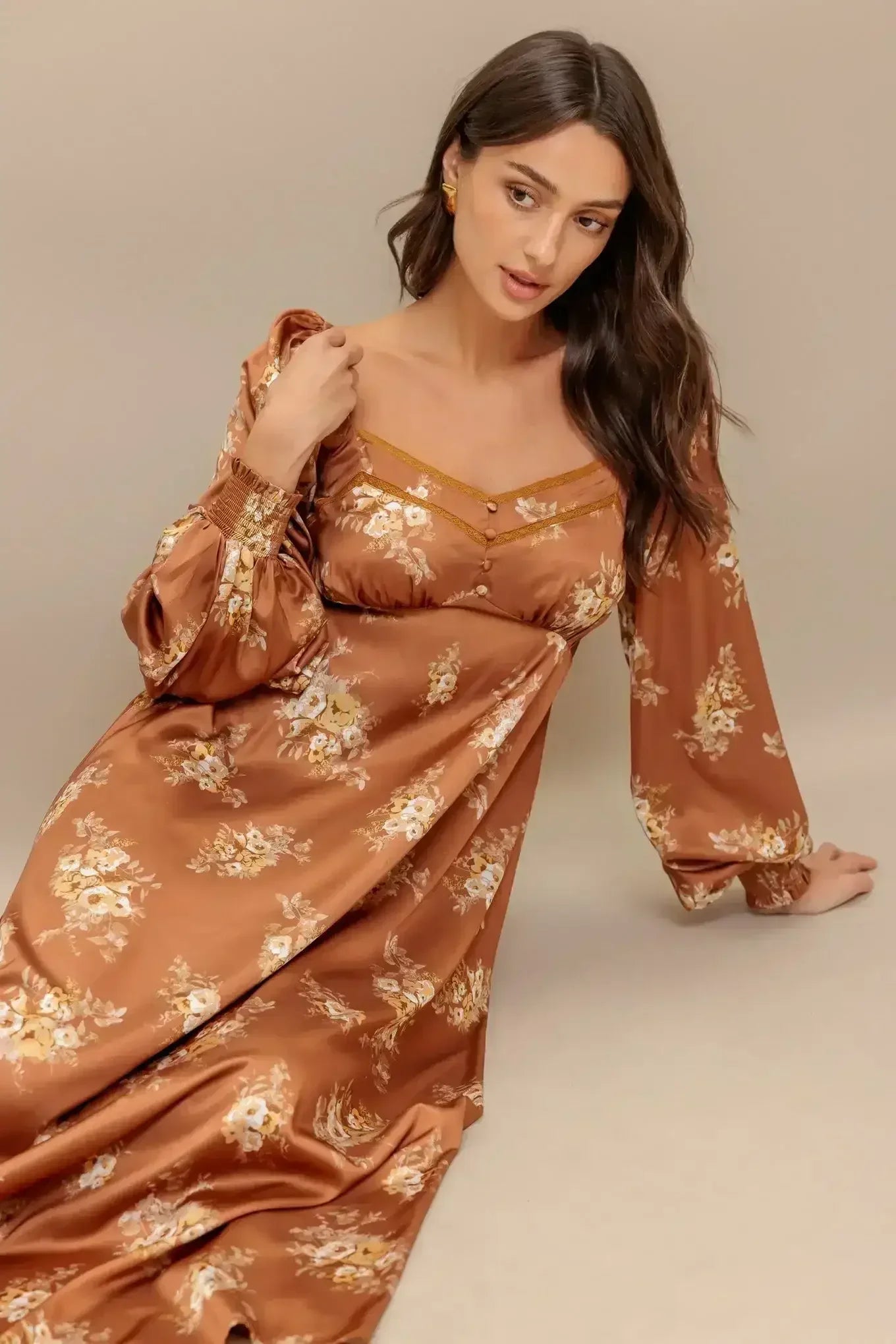 CARMELA MIDI DRESS - BRONZE