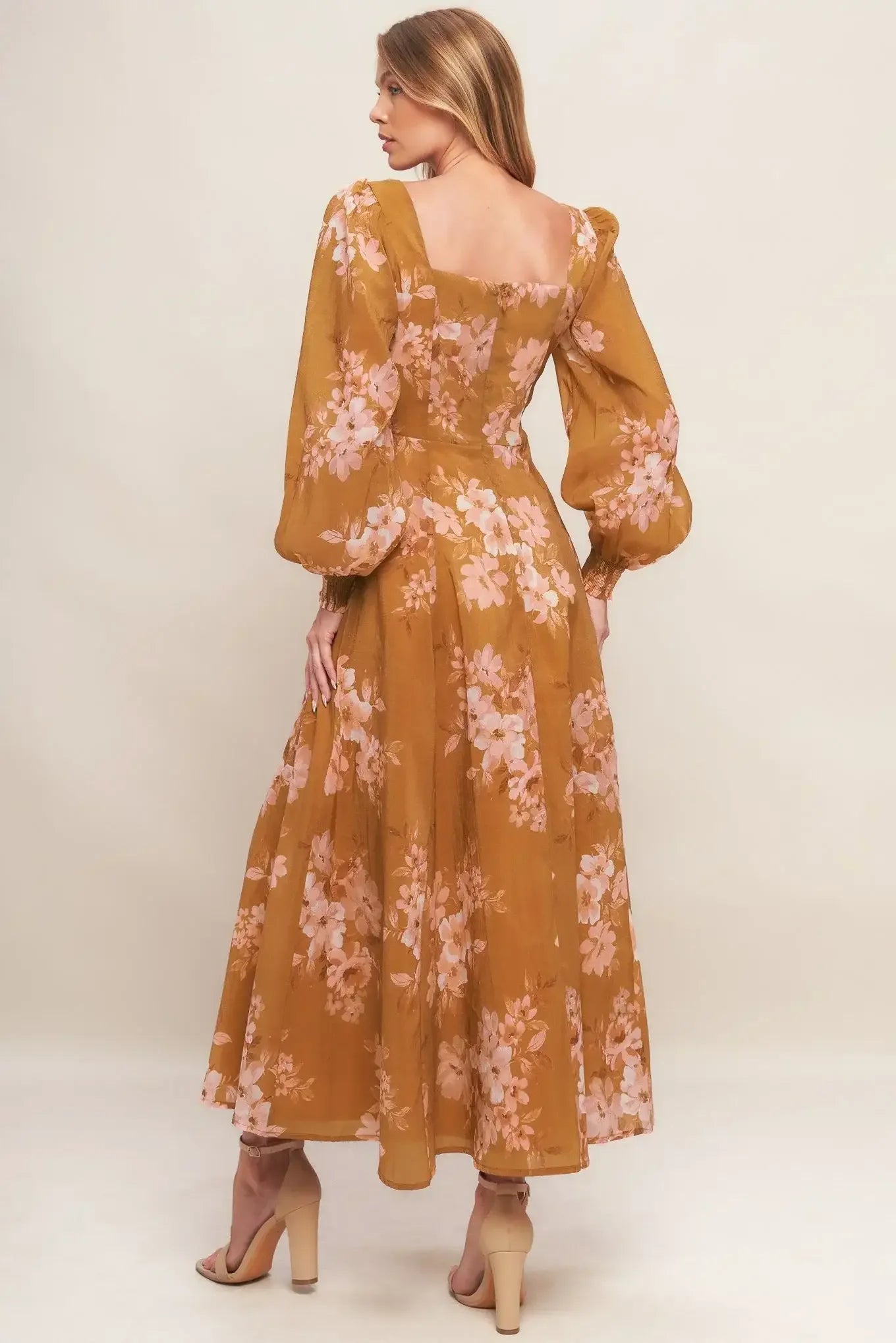 Mustard yellow floral dress