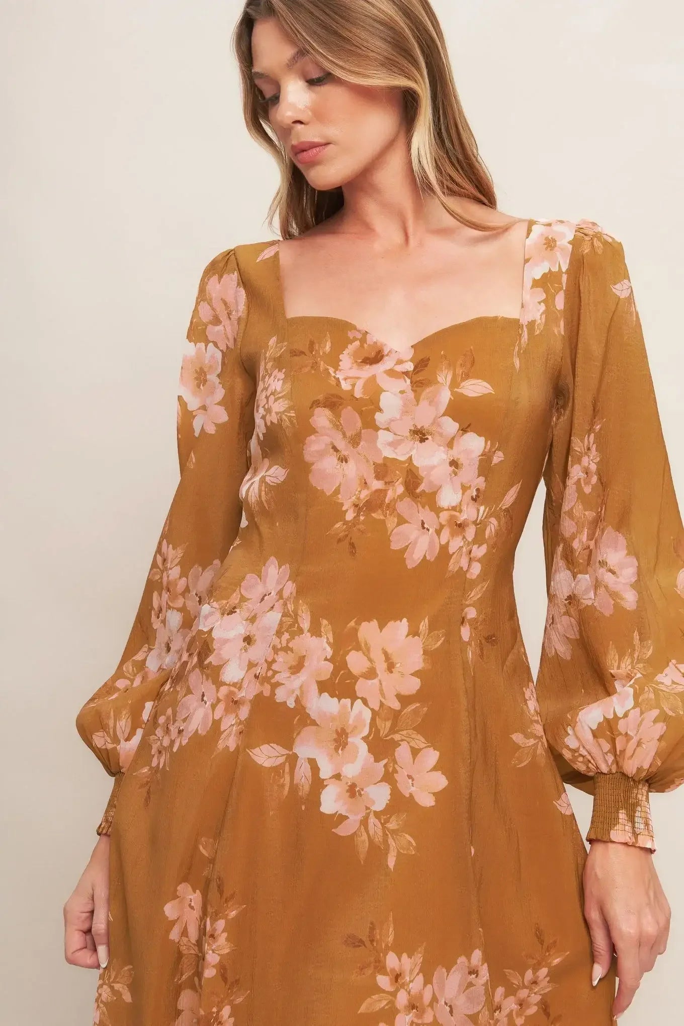 Mustard yellow floral dress