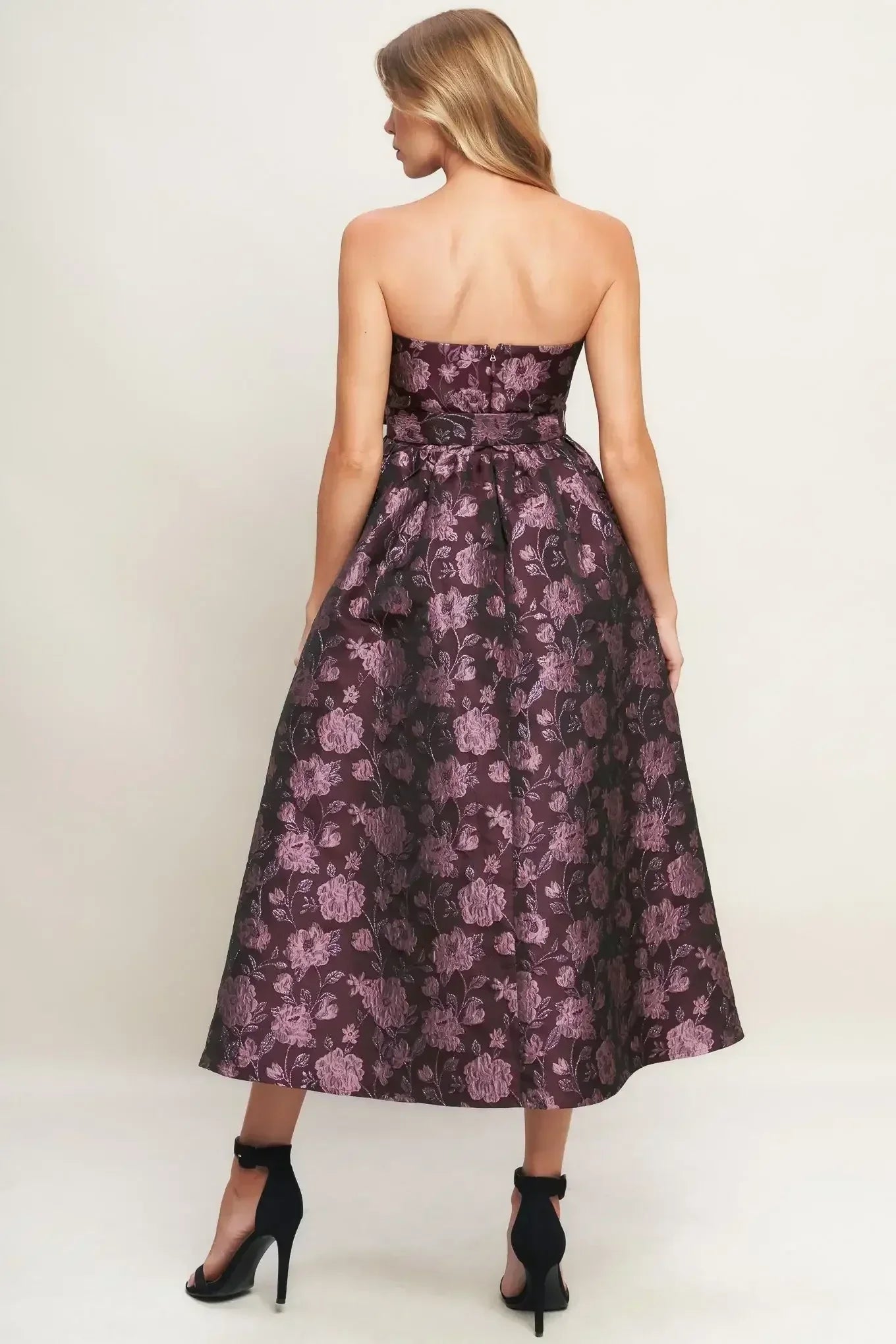 AUBERGINE CHIC JACQUARD MIDI DRESS