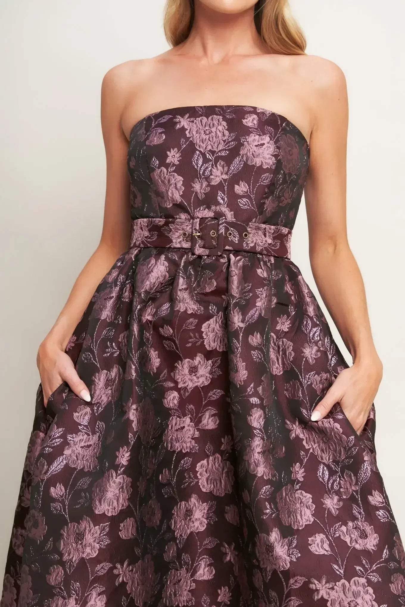 AUBERGINE CHIC JACQUARD MIDI DRESS