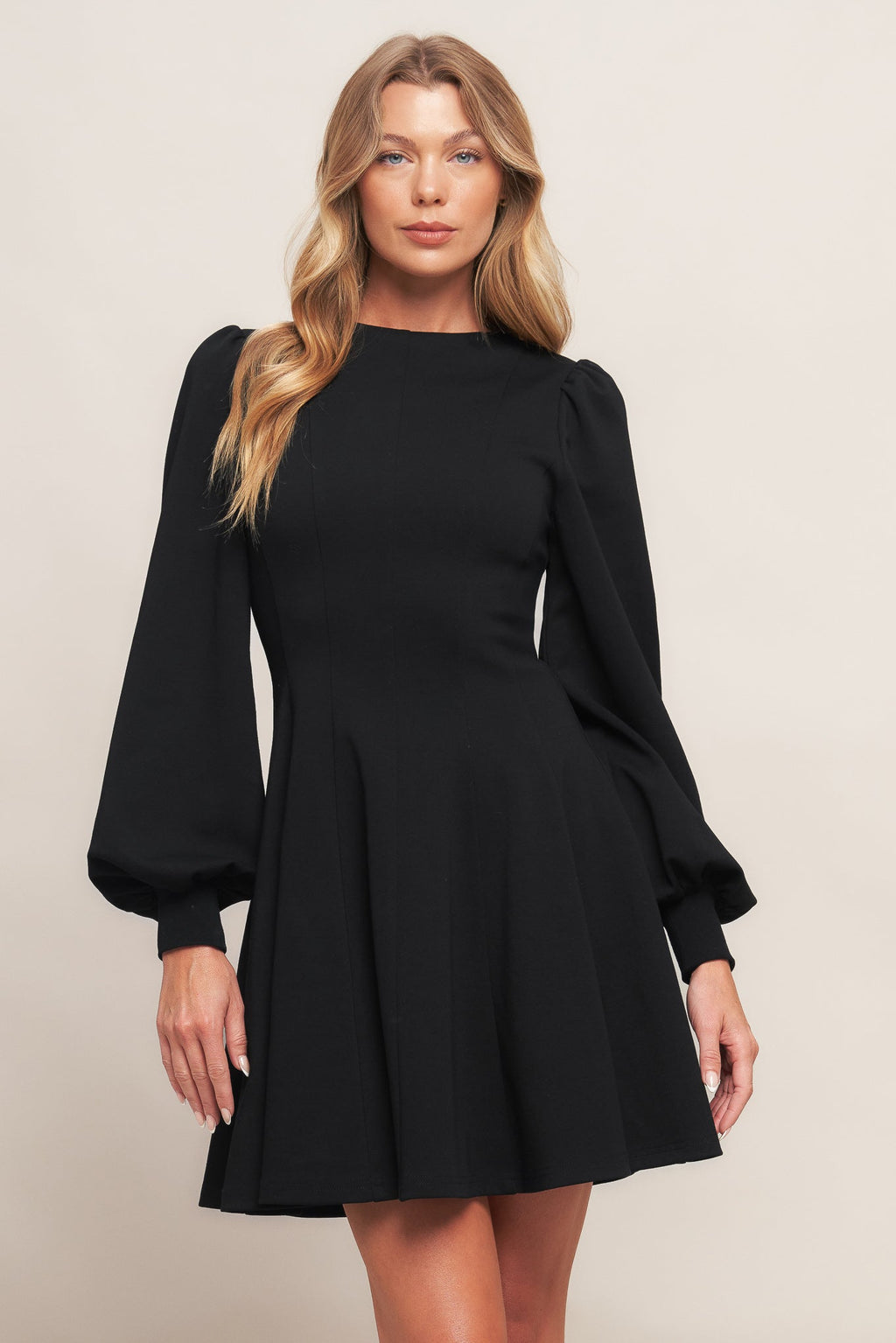 Black SWAN HEAVY KNIT MINI DRESS
