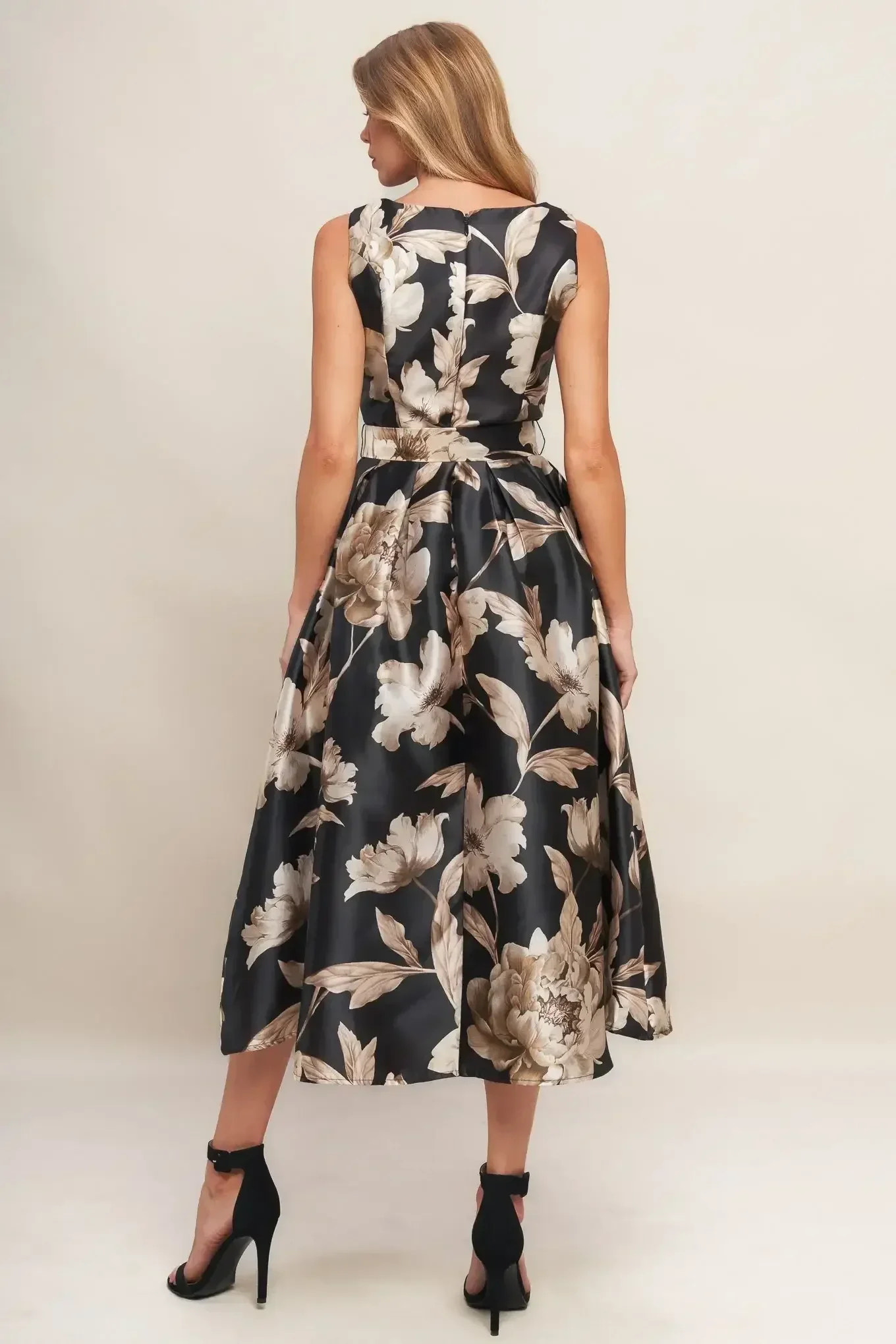 MOONBEAM BLOSSOM MIDI DRESS - BLACK - FINAL SALE