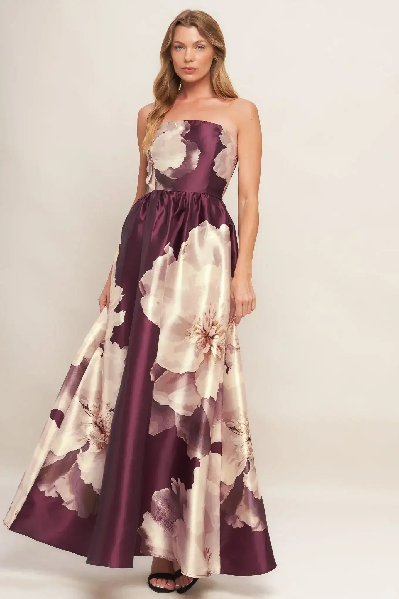 LUXE PEONY MAXI DRESS - BURGUNDY - FINAL SALE