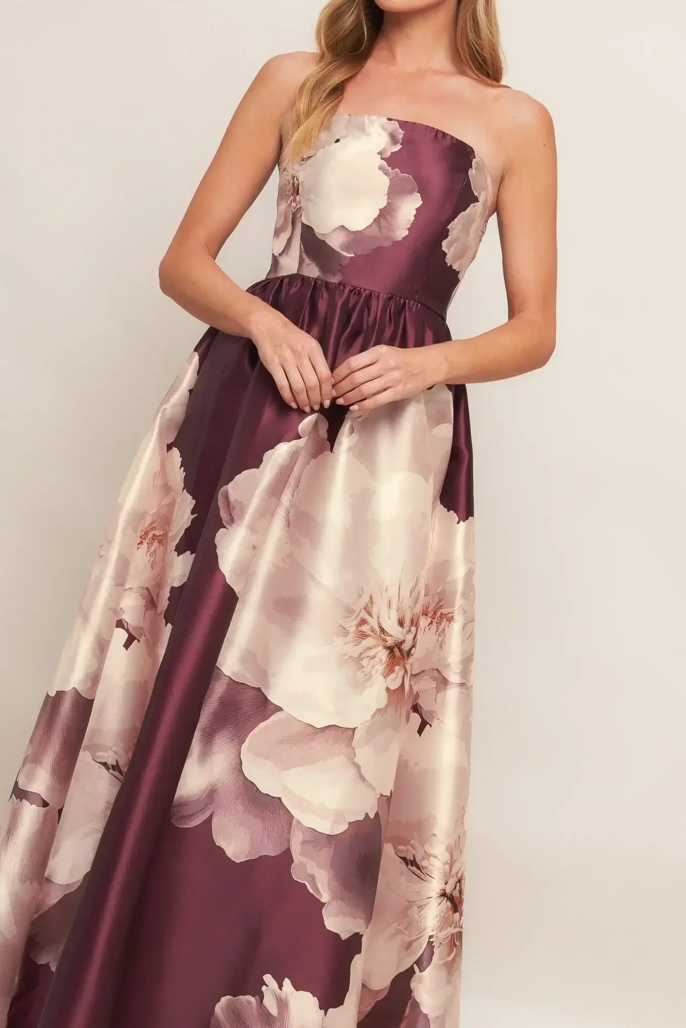 LUXE PEONY MAXI DRESS - BURGUNDY - FINAL SALE