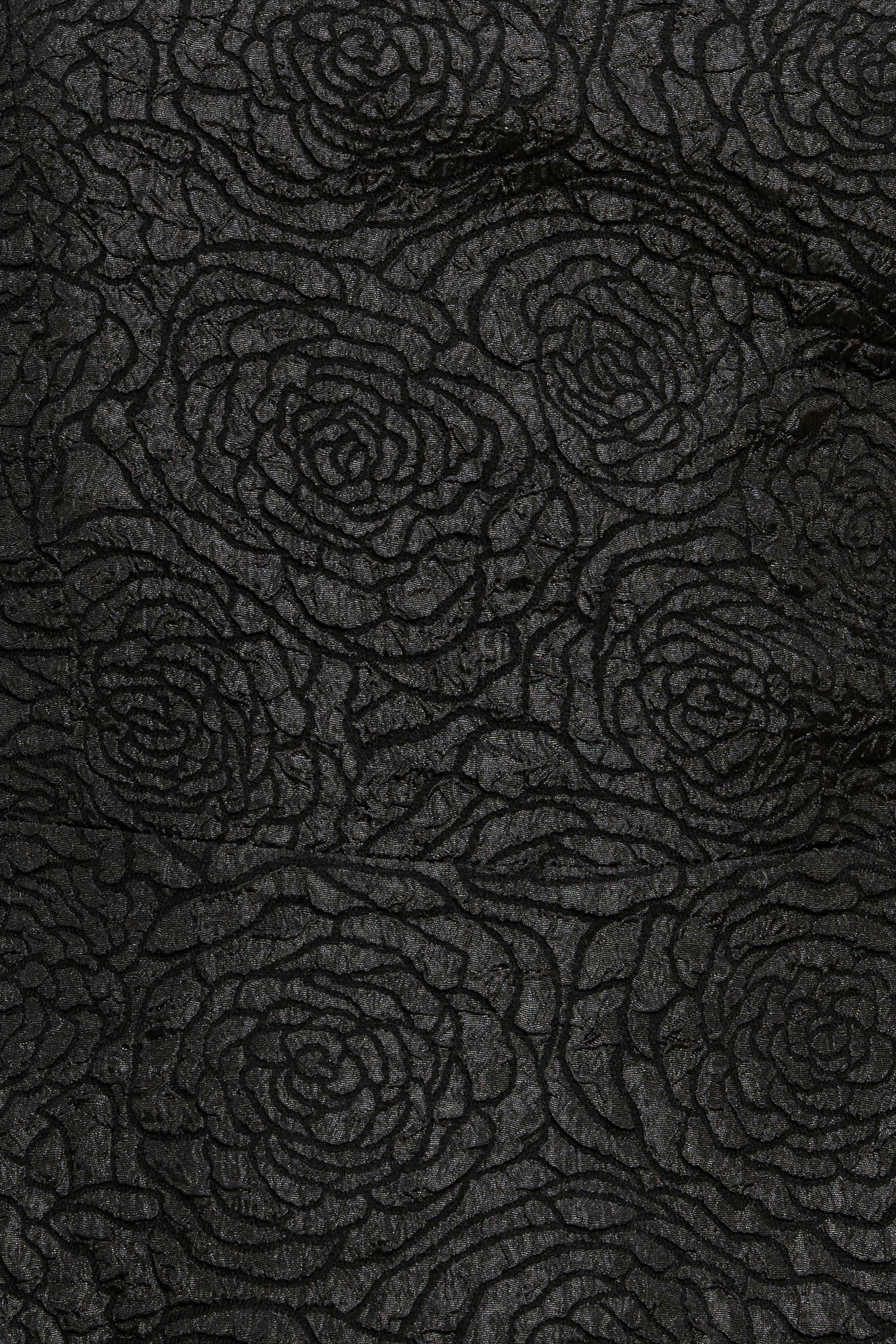 MIDNIGHT GRACE TEXTURED FLORAL BLACK MIDI DRESS