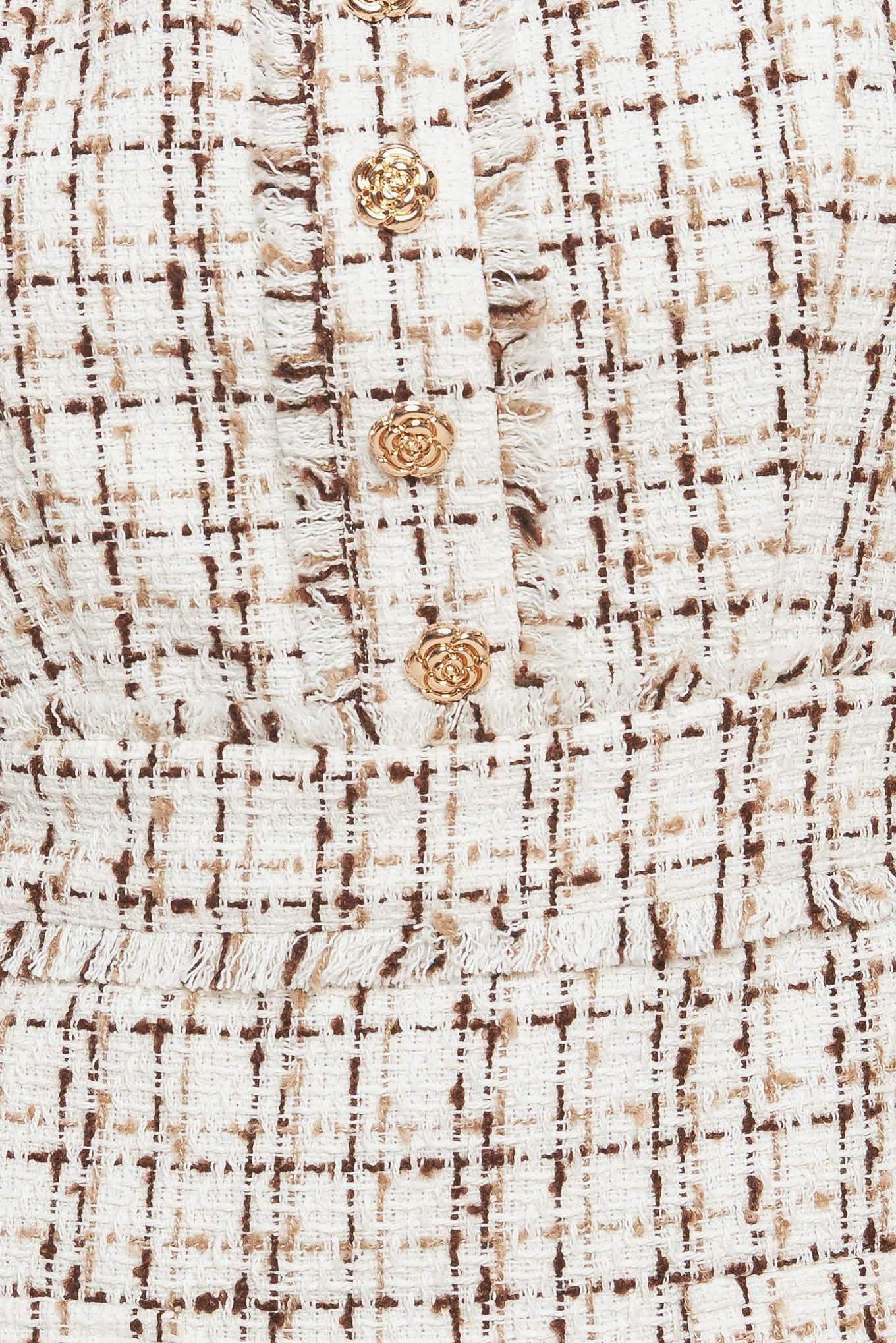 GOLDEN GRID LUXE TWEED MINI DRESS - FINAL SALE