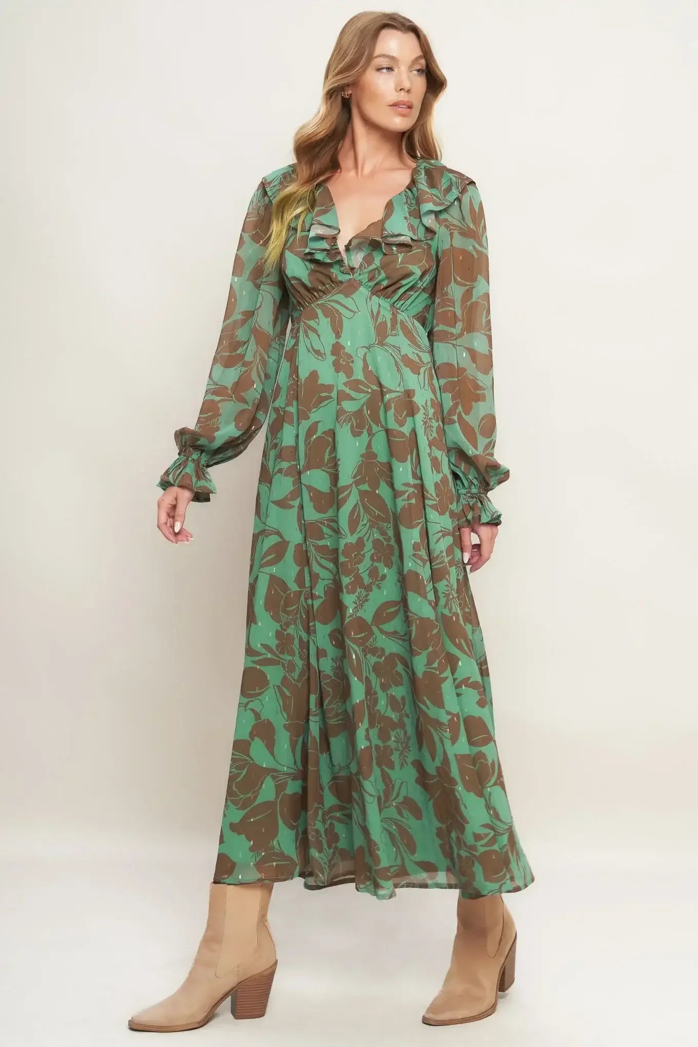 BOTANIC DREAMS SAGE MAXI DRESS