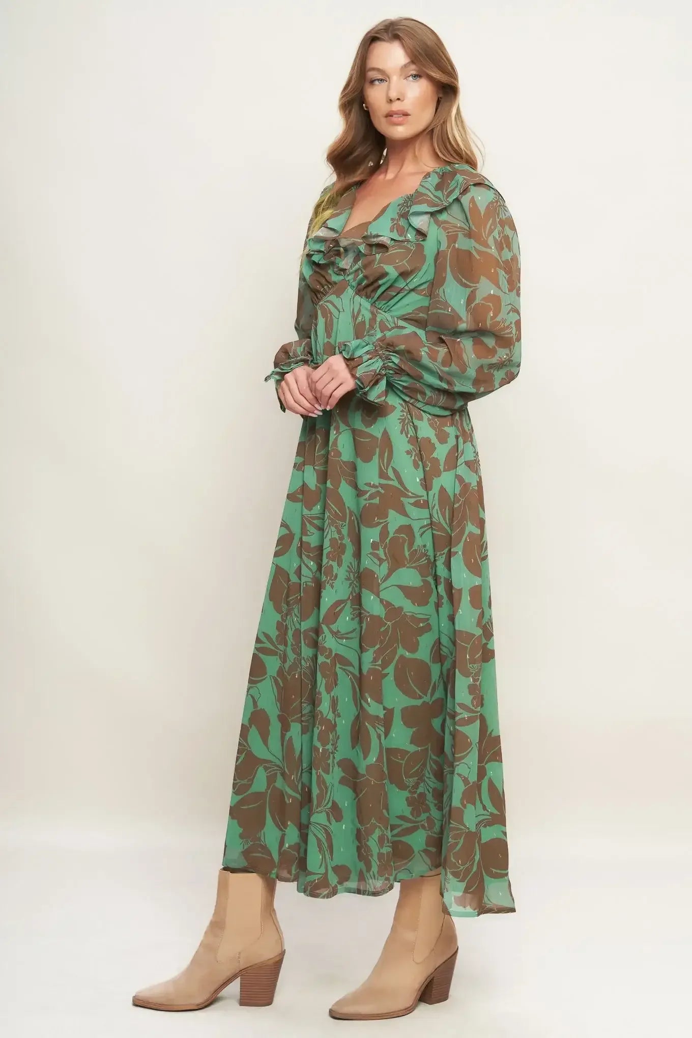 BOTANIC DREAMS SAGE MAXI DRESS