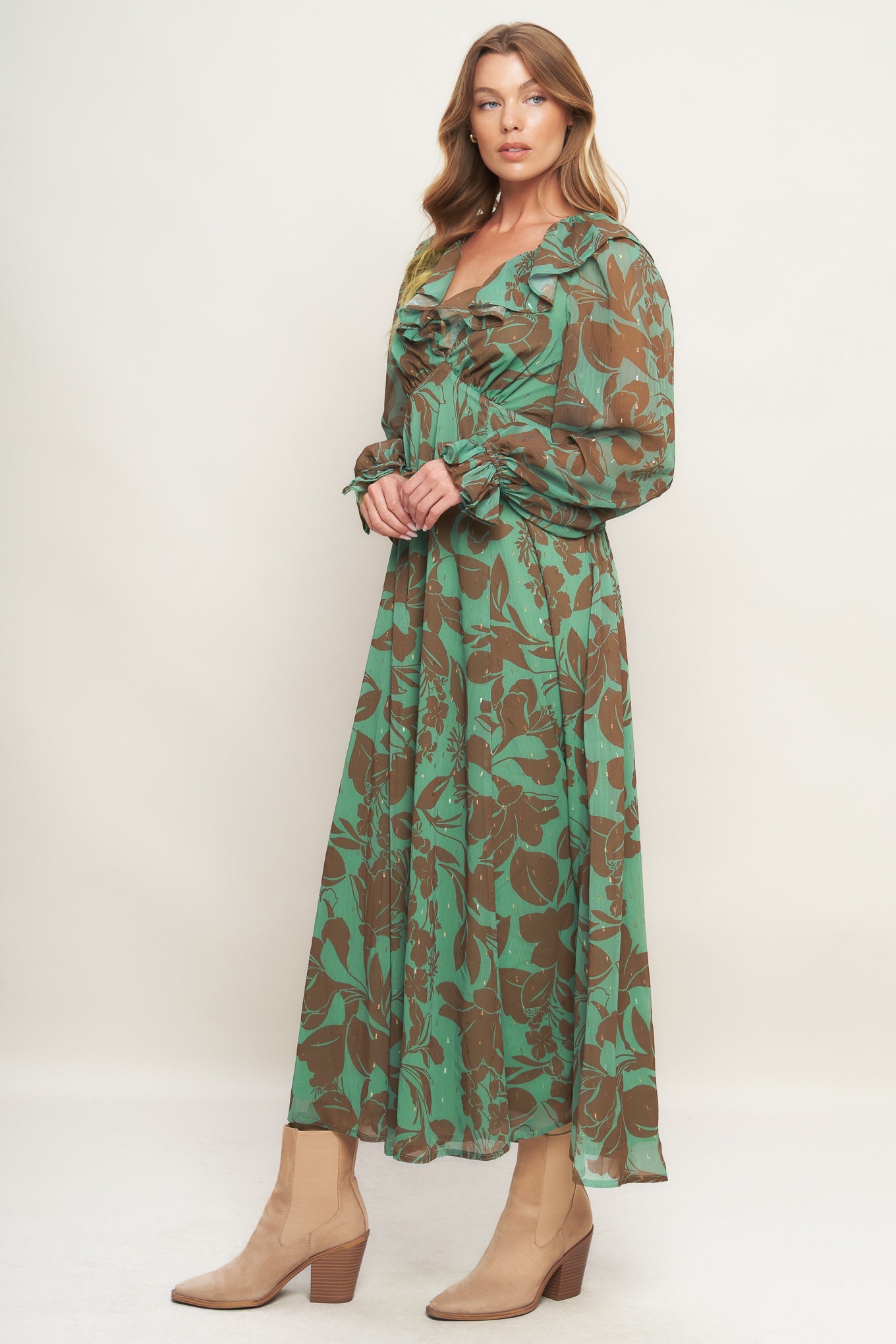 BOTANIC DREAMS SAGE MAXI DRESS