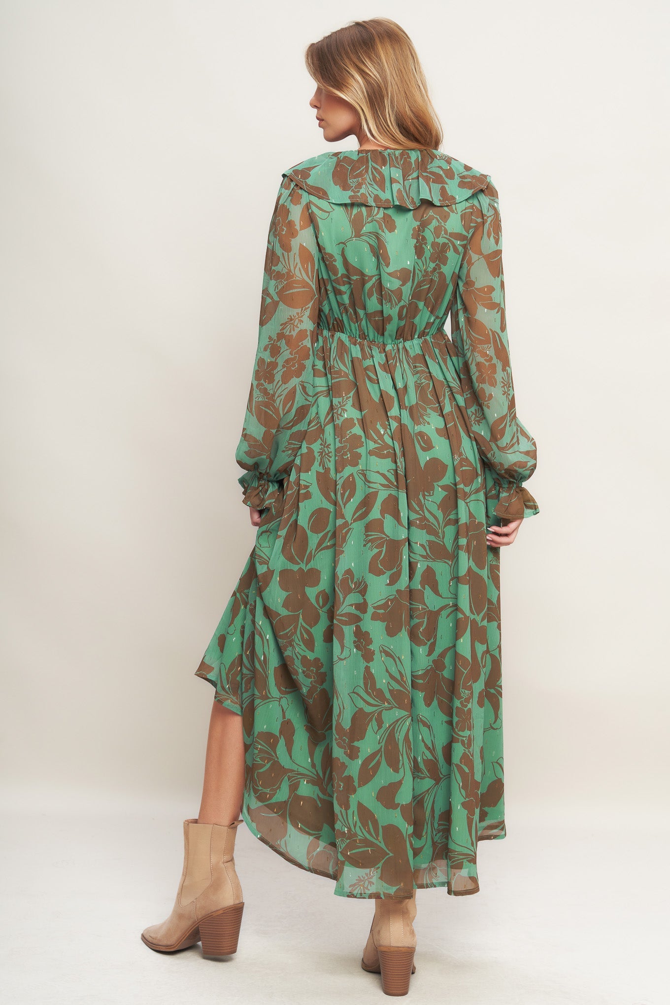 BOTANIC DREAMS SAGE MAXI DRESS