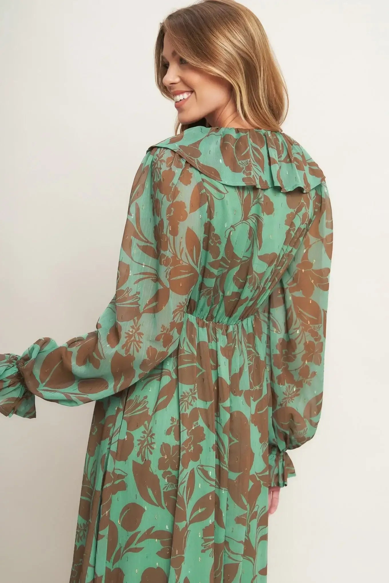 BOTANIC DREAMS SAGE MAXI DRESS