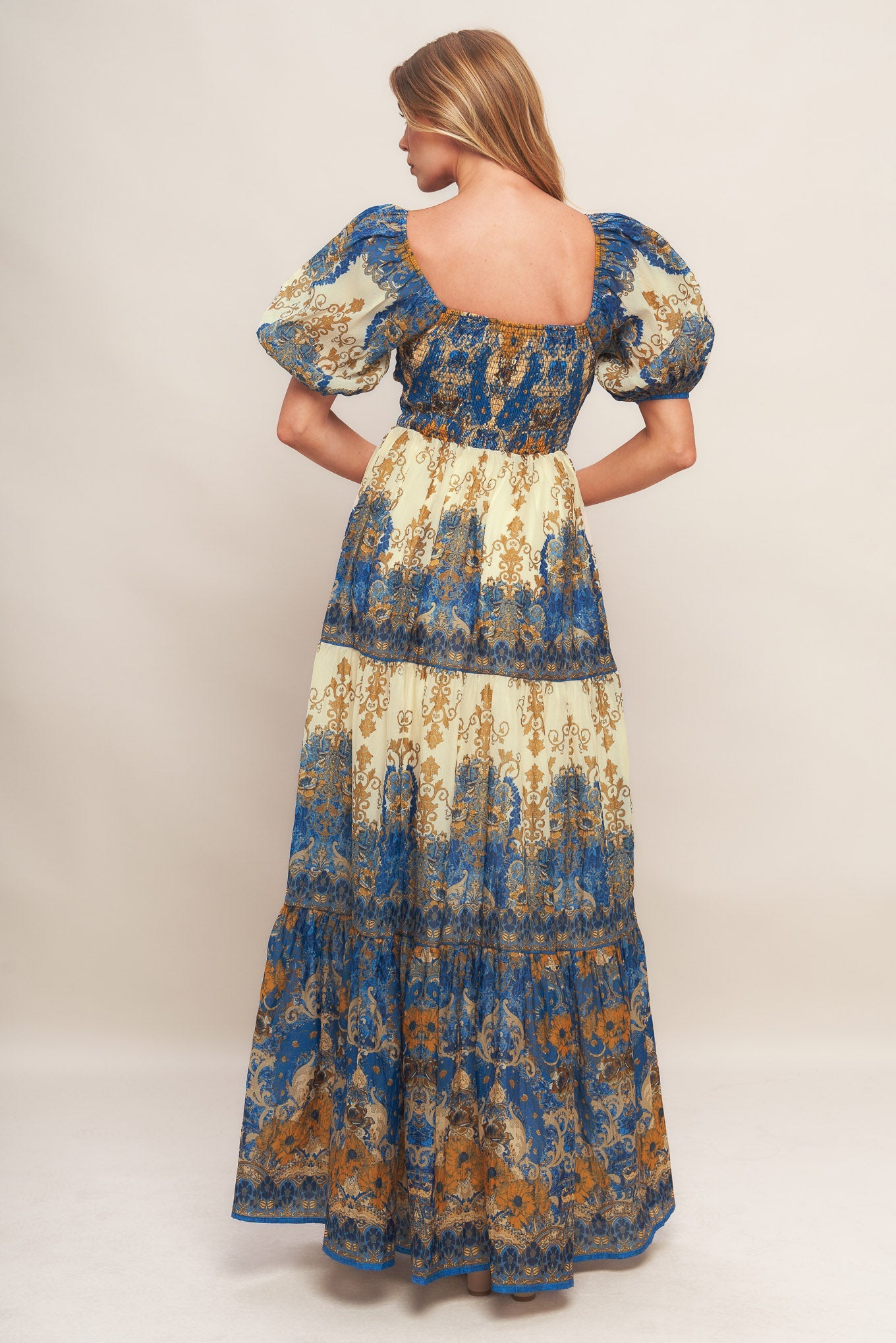 MIDNIGHT SERENADE EMPIRE WAIST NAVY MAXI DRESS