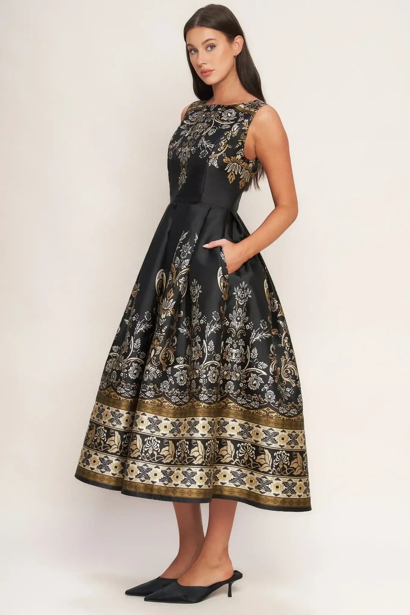 Black floral patterned dress