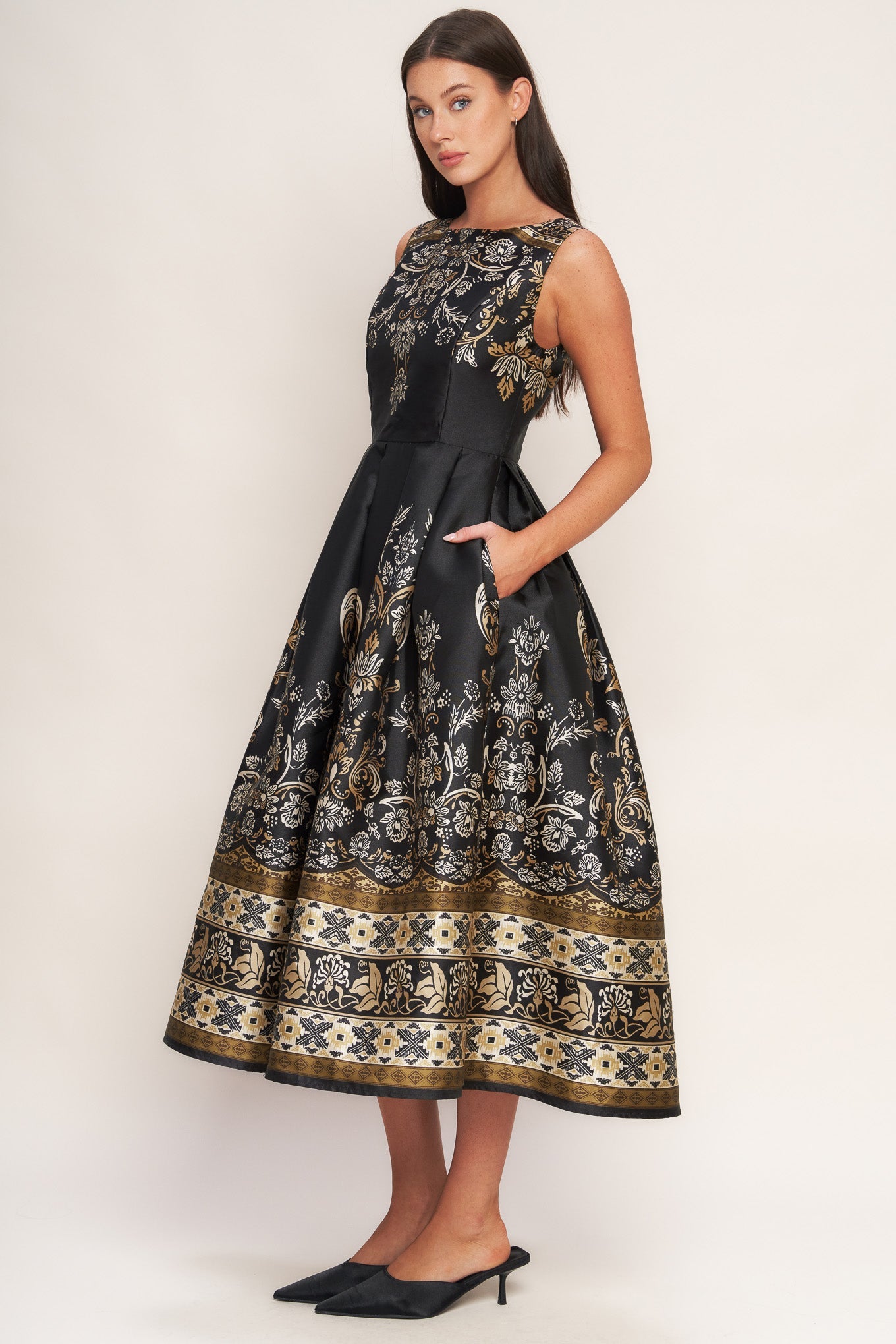 Black floral patterned dress