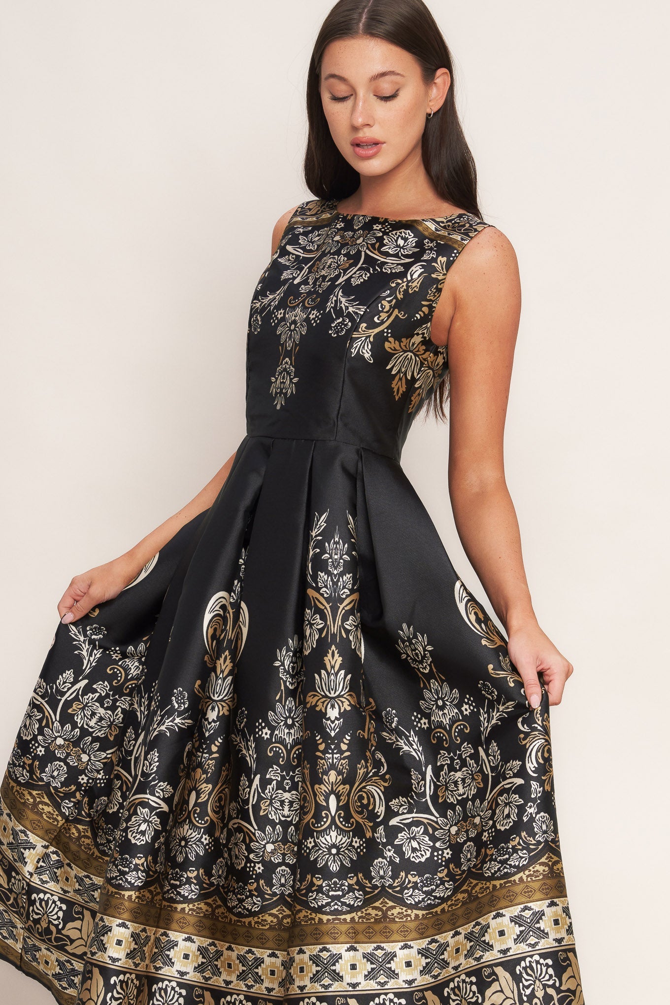 Black floral patterned dress