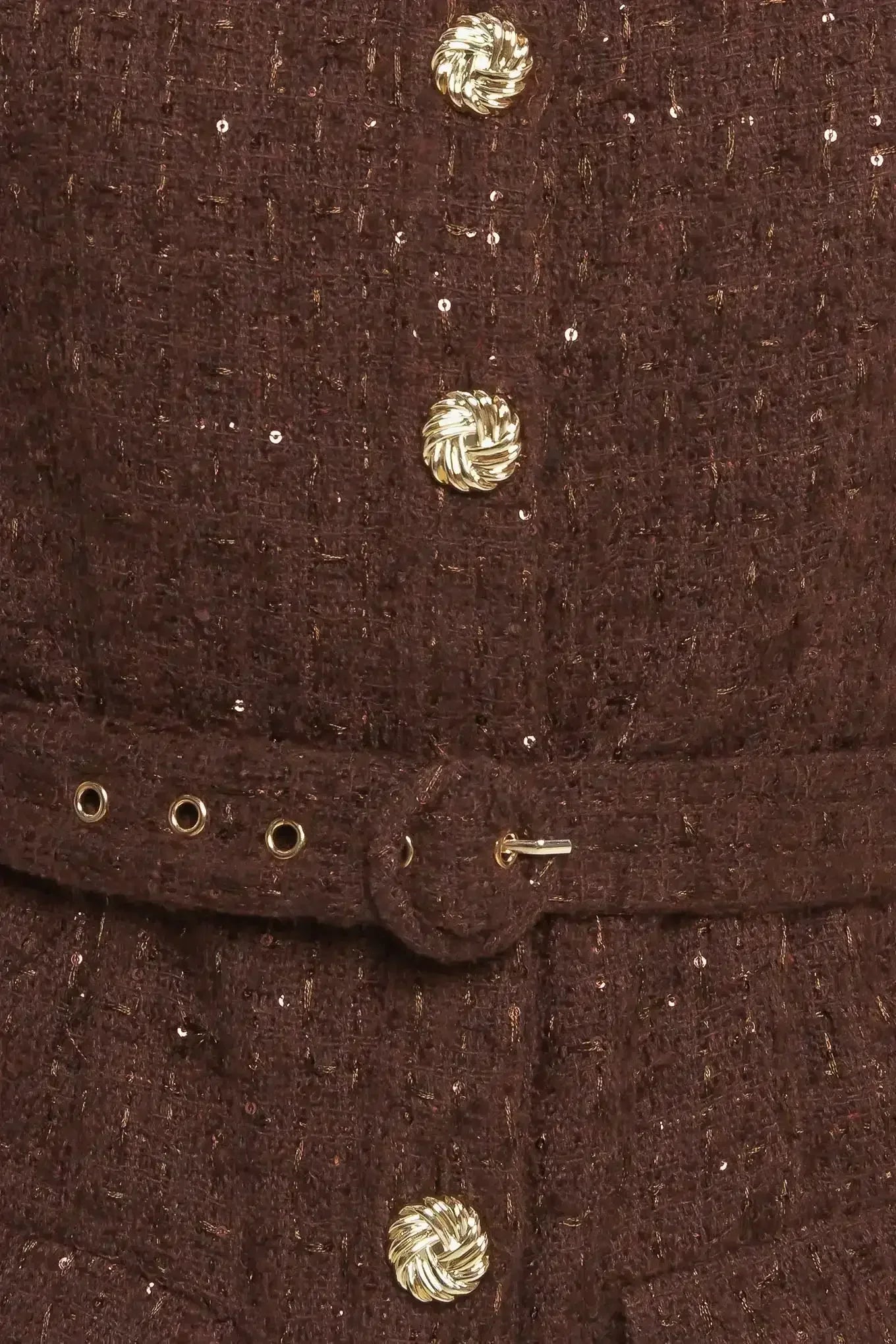 LOVELY HERITAGE BROWN TWEED MIDI DRESS - FINAL SALE