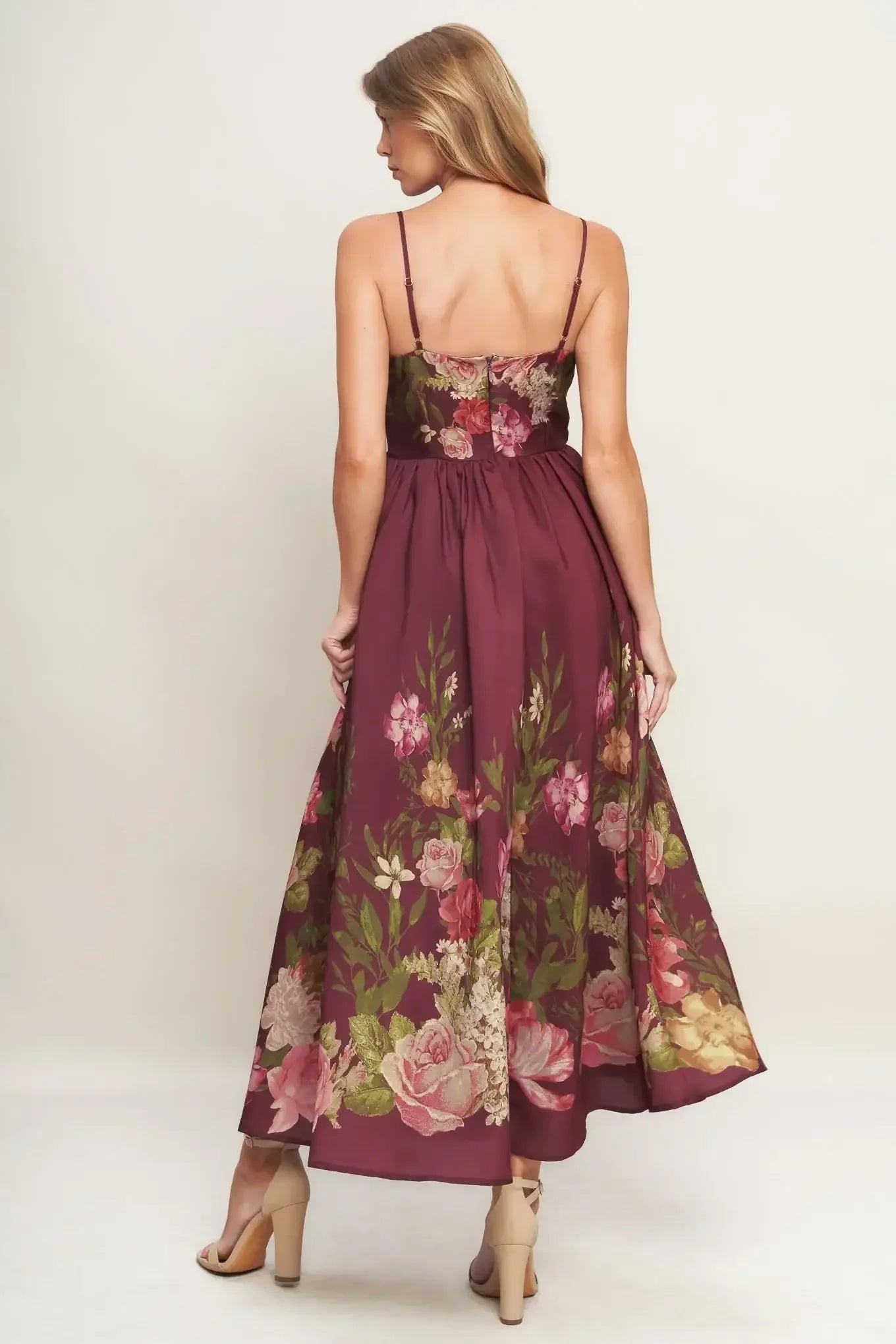 SECRET GARDEN ROMANCE BURGUNDY MAXI DRESS
