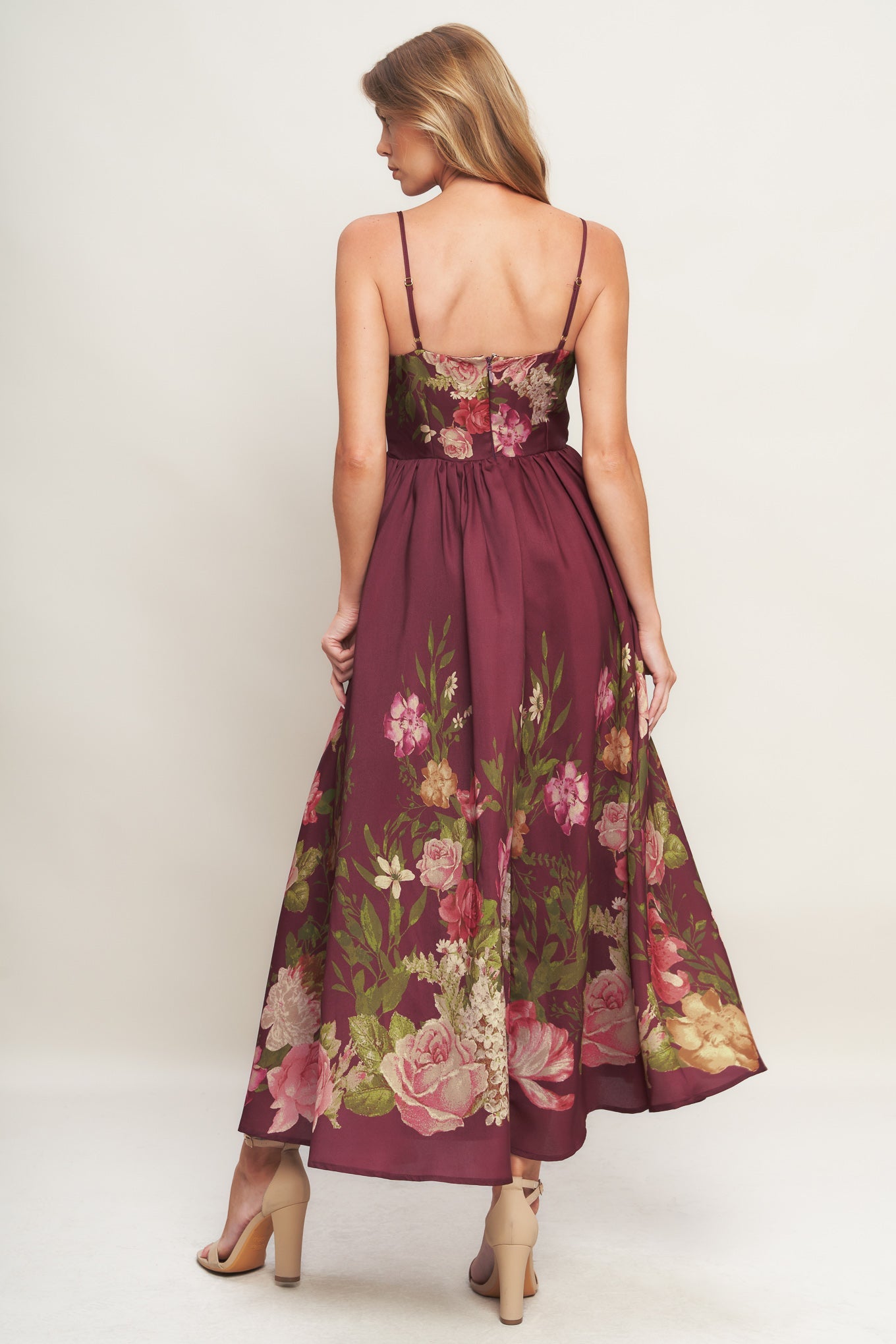 SECRET GARDEN ROMANCE BURGUNDY MAXI DRESS