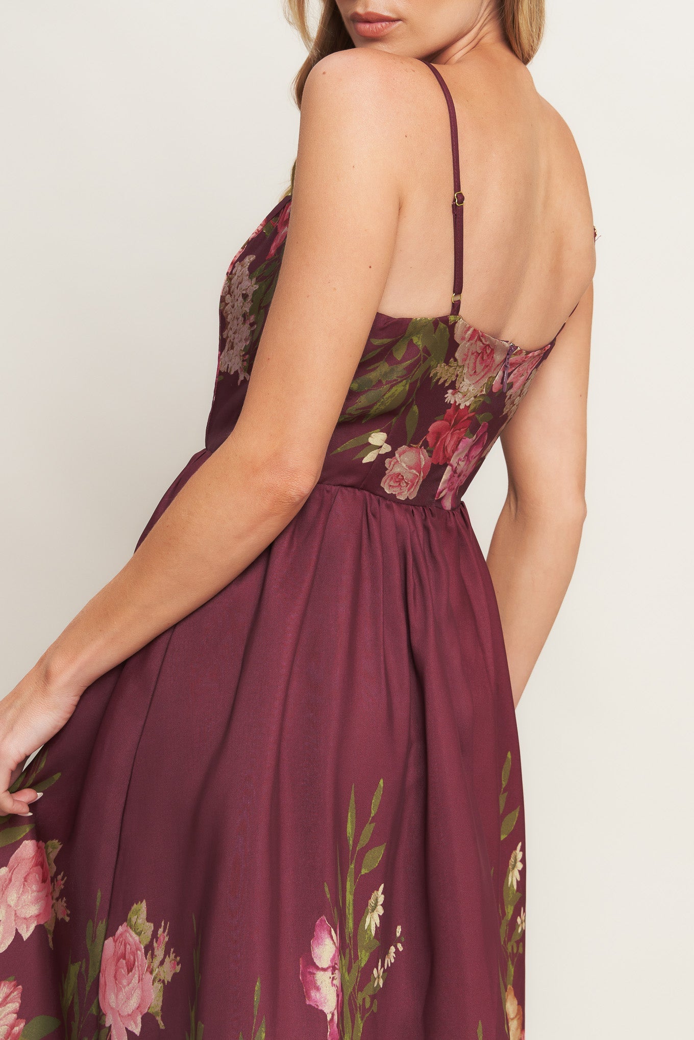 SECRET GARDEN ROMANCE BURGUNDY MAXI DRESS