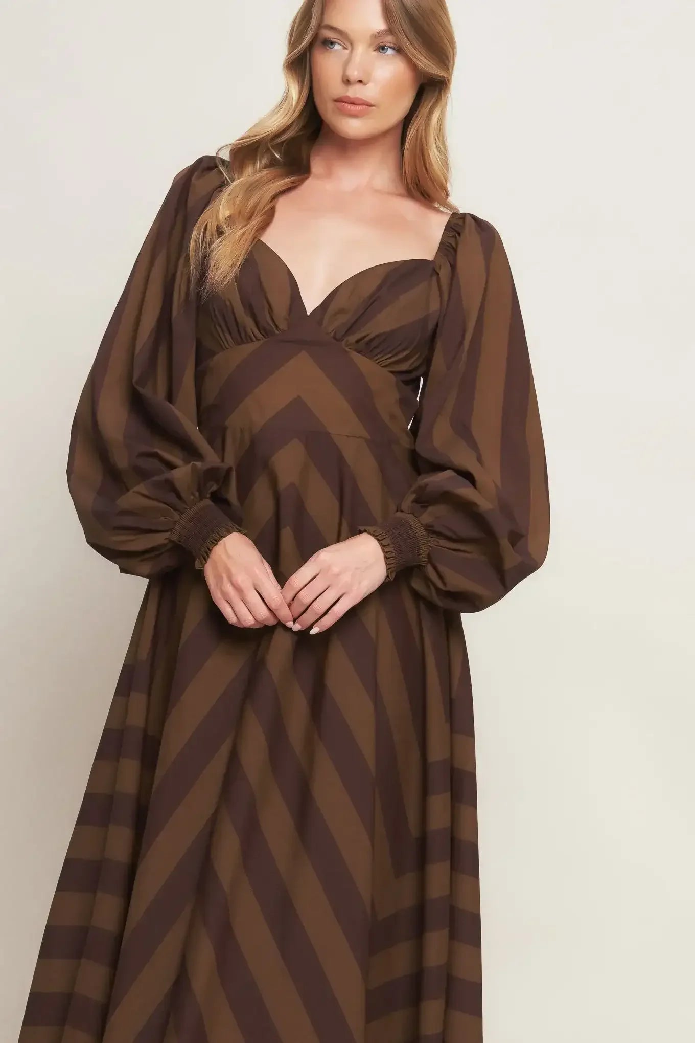 Brown and black striped dress