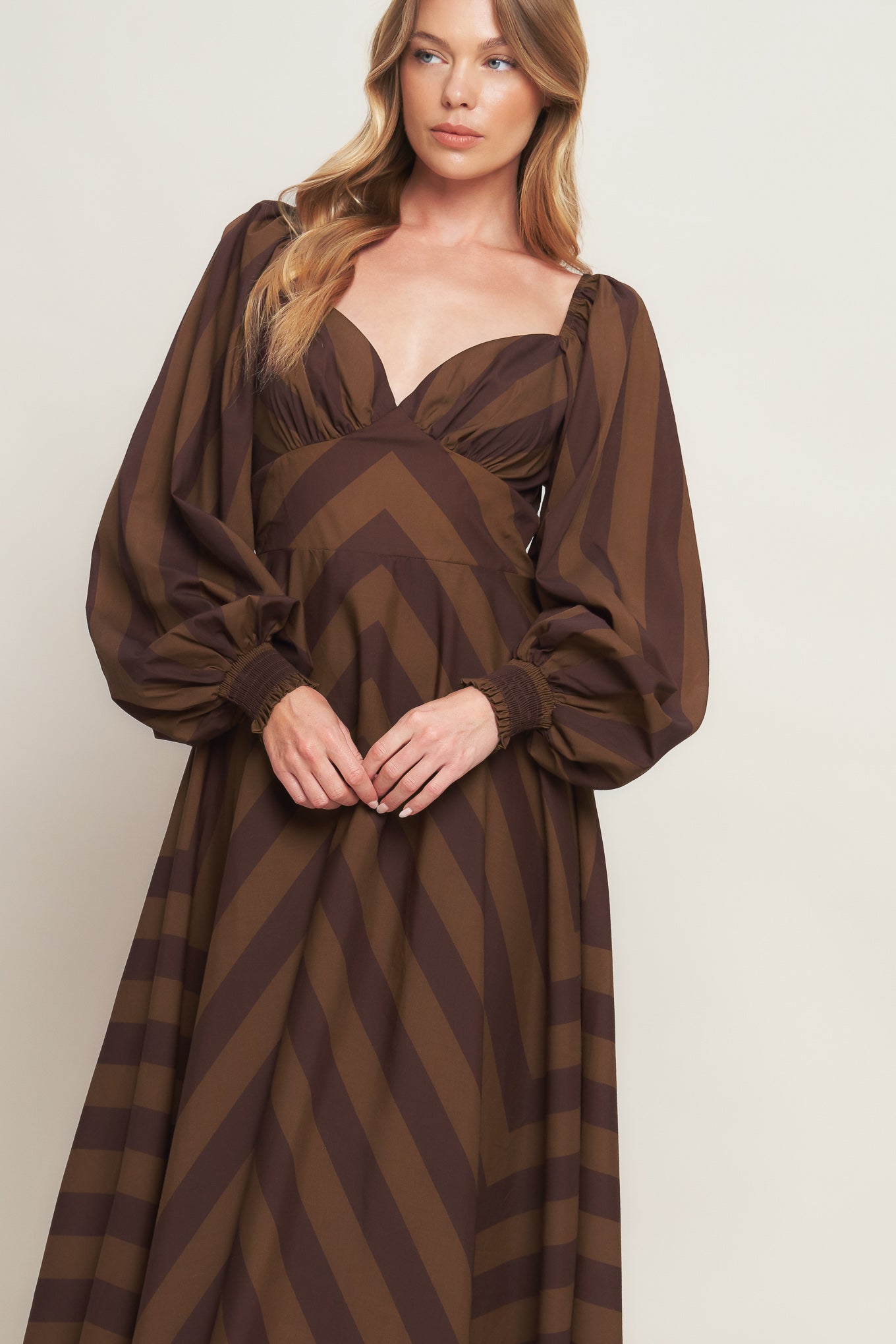 Brown and black striped dress