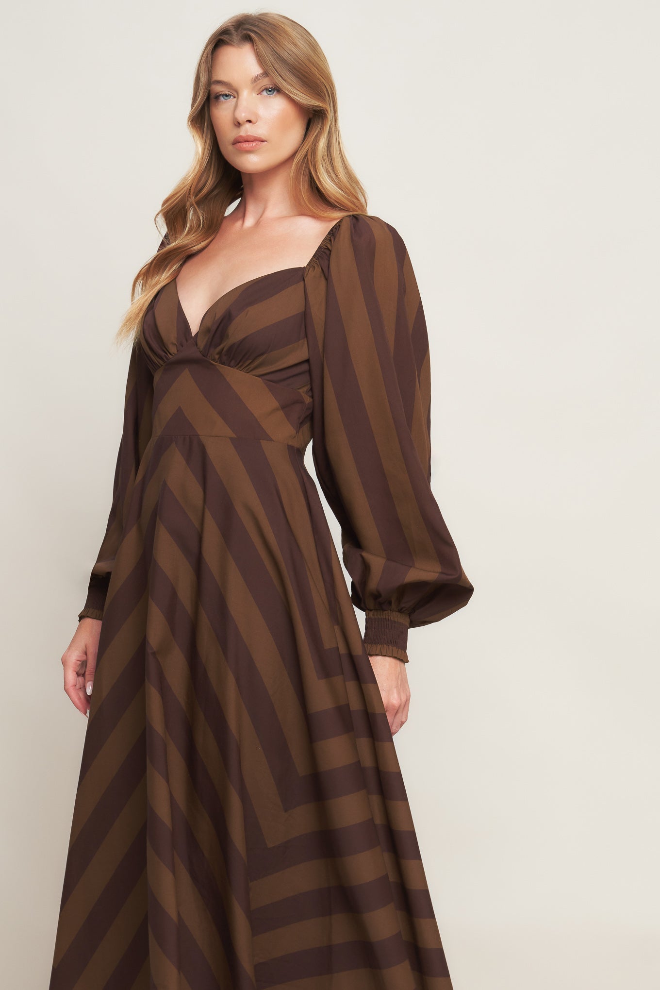 Brown and black striped dress