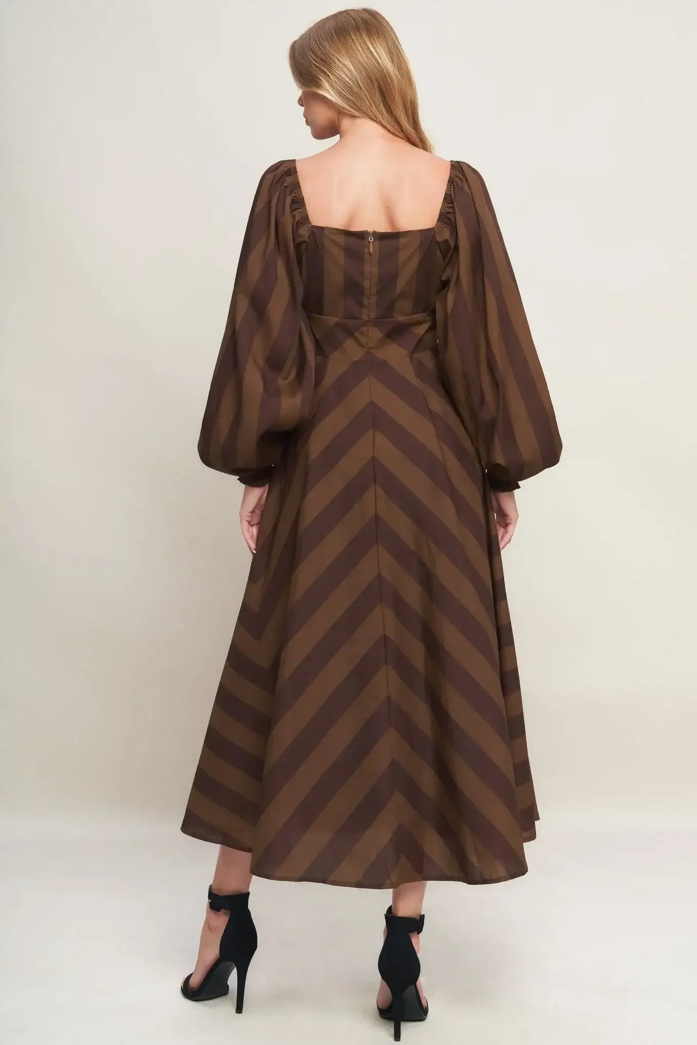 Brown and black striped dress