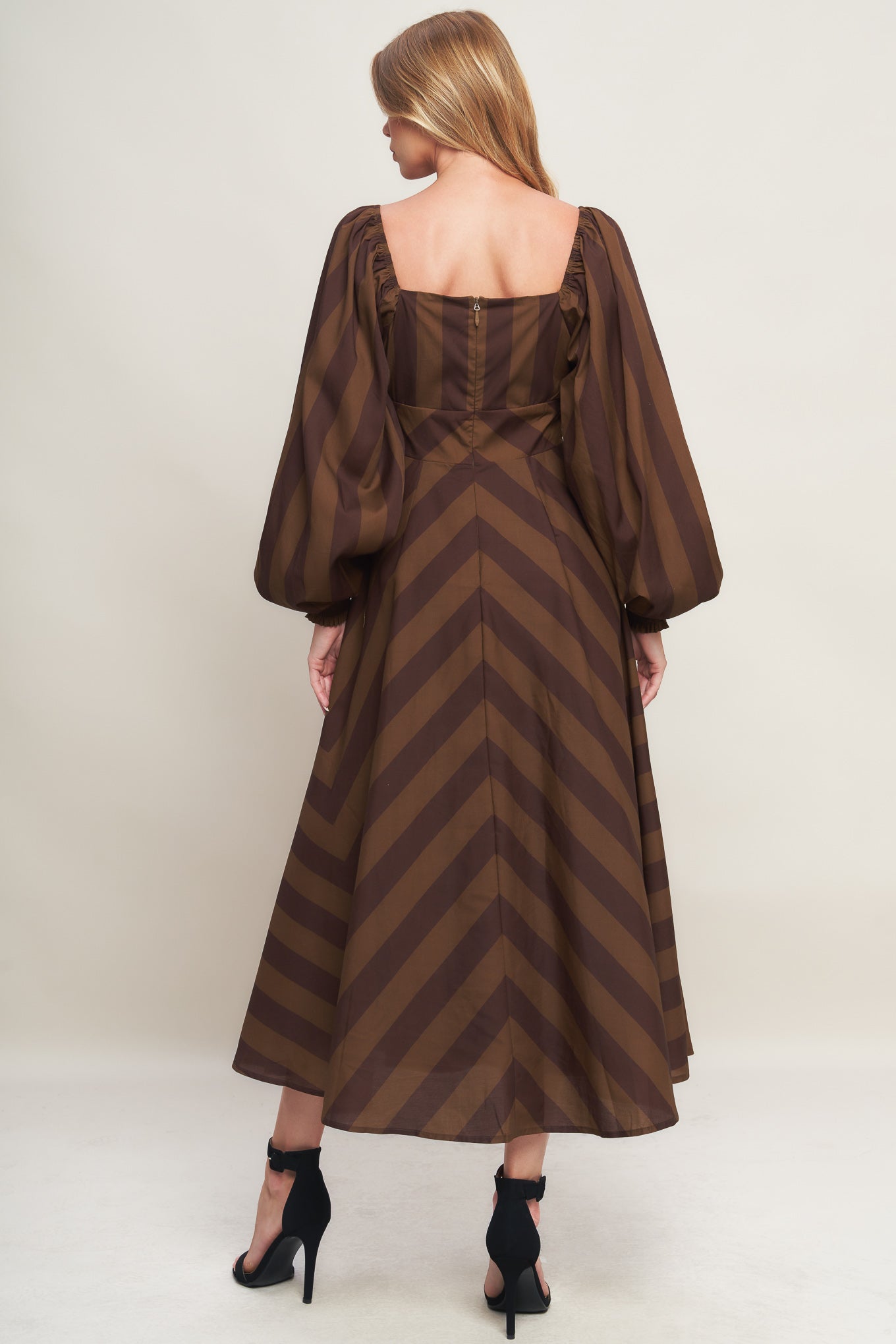 Brown and black striped dress