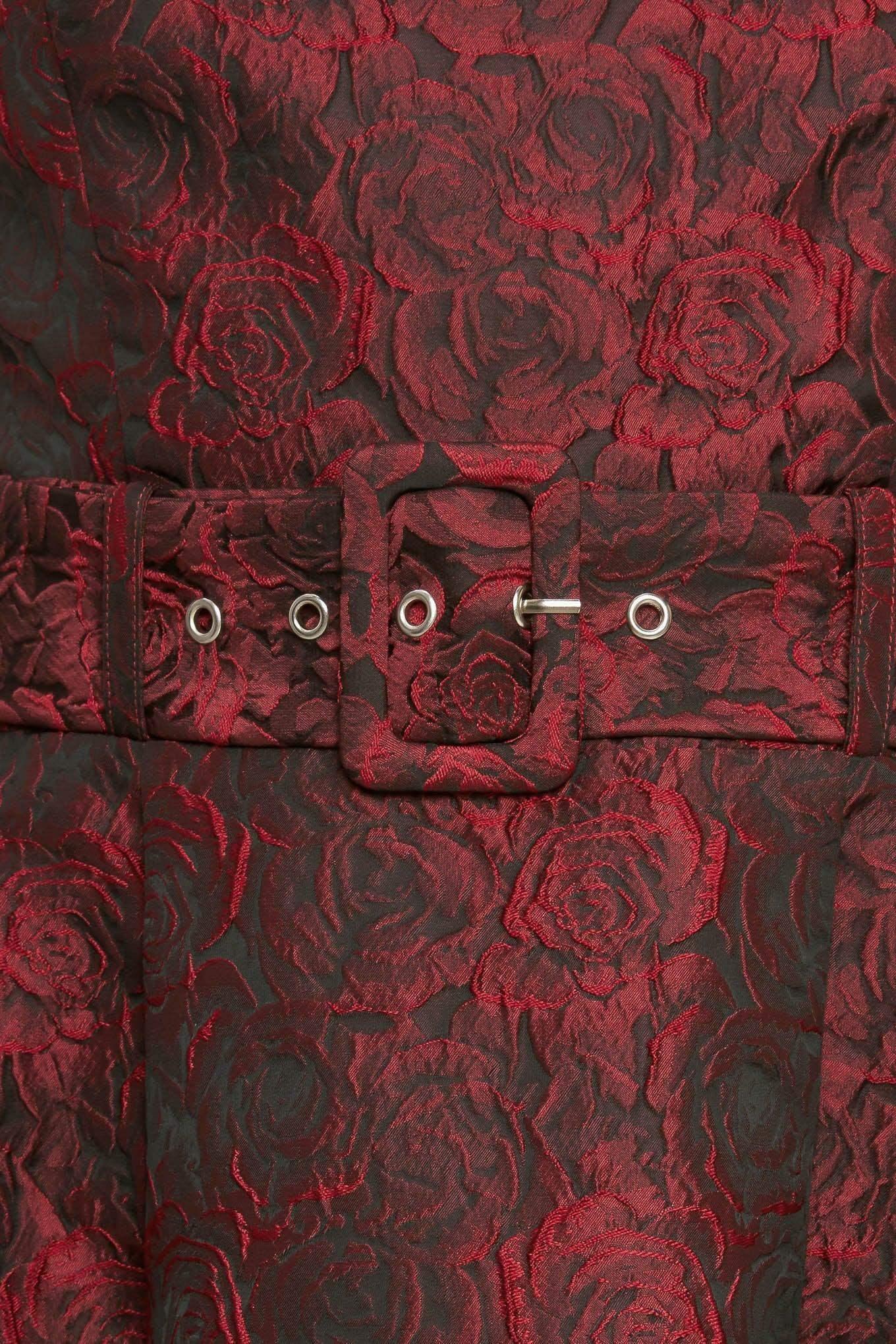 IMPERIAL ALLURE BLACK & RED JACQUARD MIDI DRESS - FINAL SALE