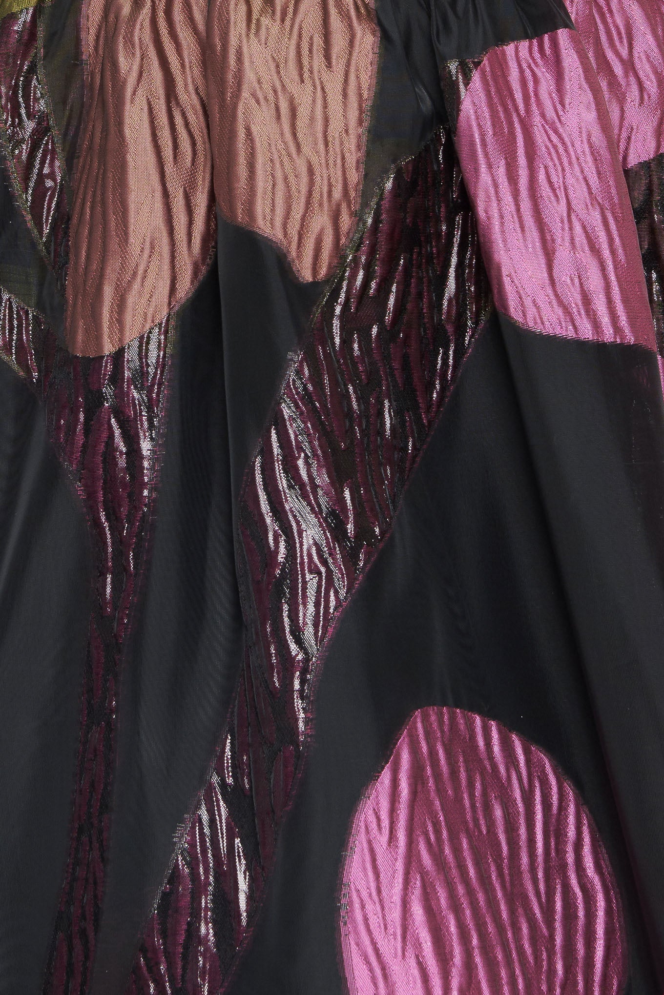 Textured fabric with pink and black patterns