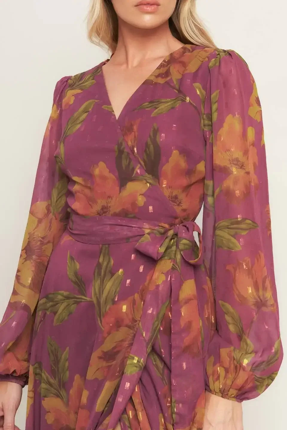 EMBER GARDEN DARK MAUVE FLORAL MAXI DRESS