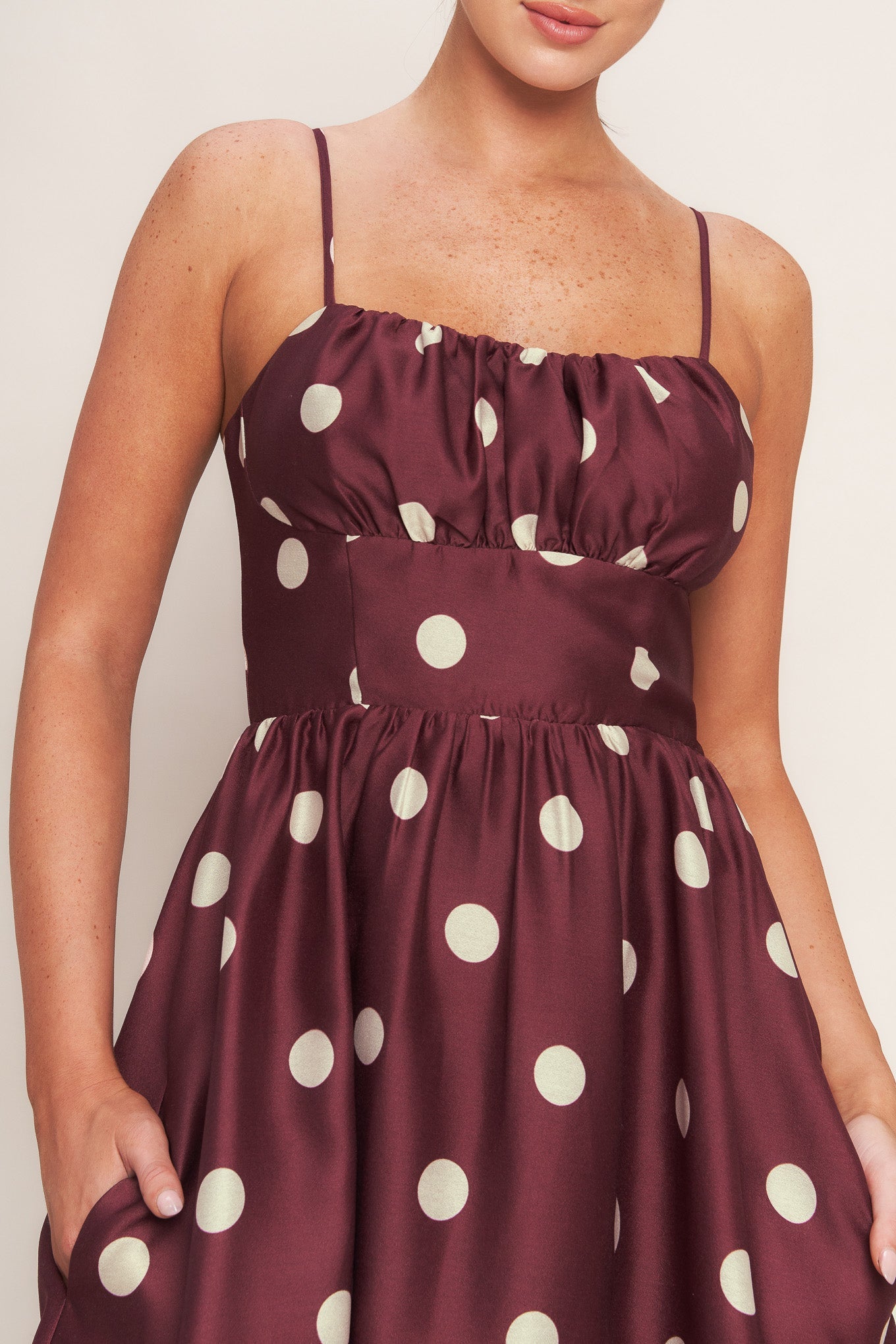 POLKA DOT CHIC BURGUNDY MIDI DRESS