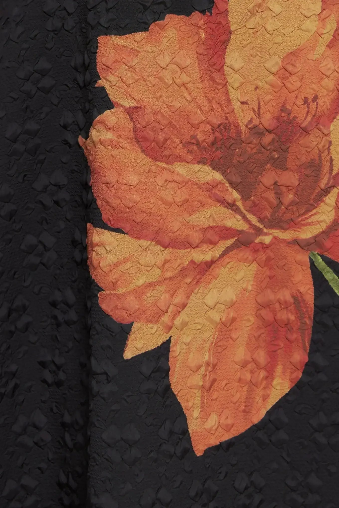 ART NOUVEAU BLOOM BLACK FLORAL MIDI DRESS