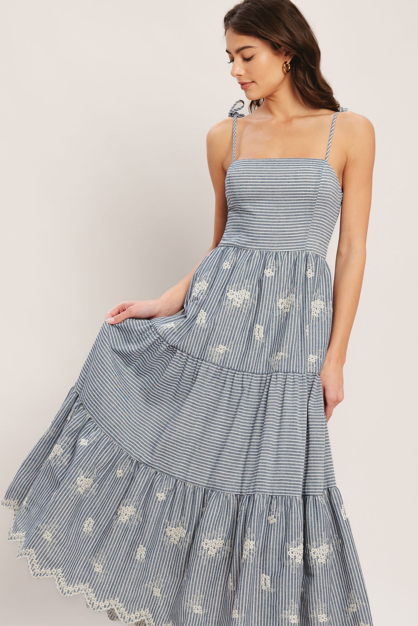 SALT AIR STRIPE INDIGO MIDI DRESS