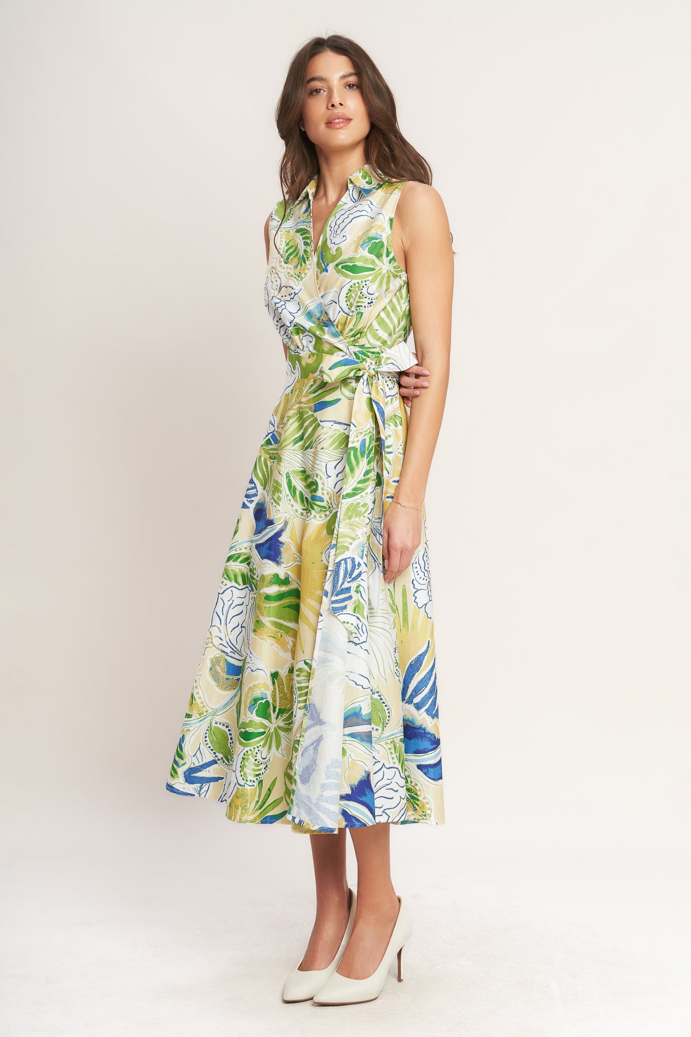 LAGOON FLOW MIDI WRAP DRESS