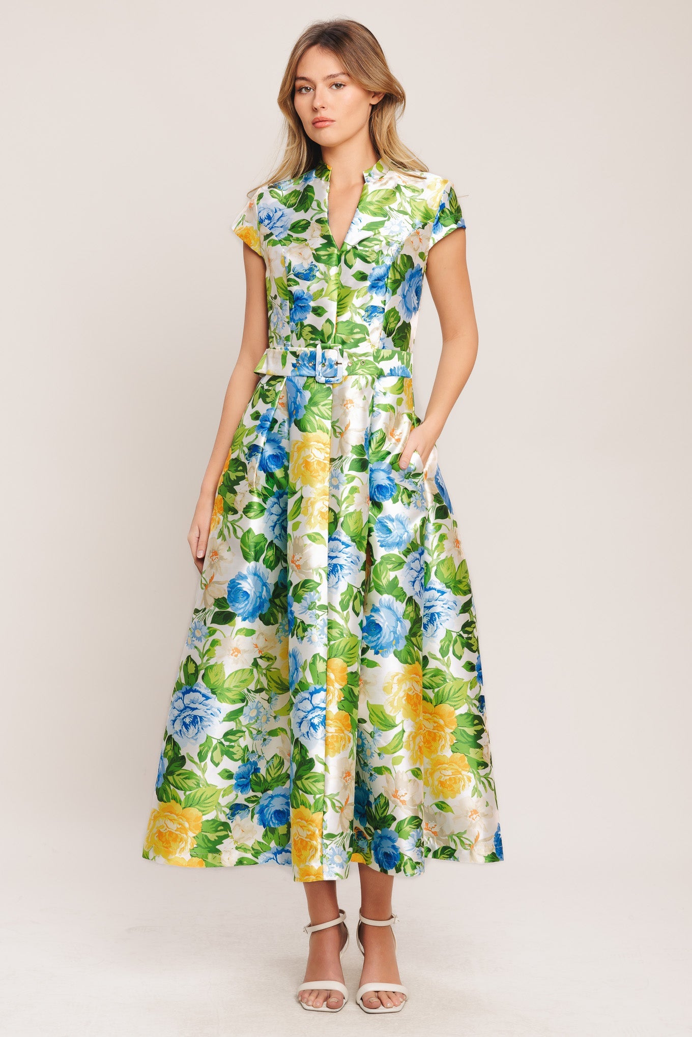 FRESH CANVAS BLUE FLORAL MIDI DRESS