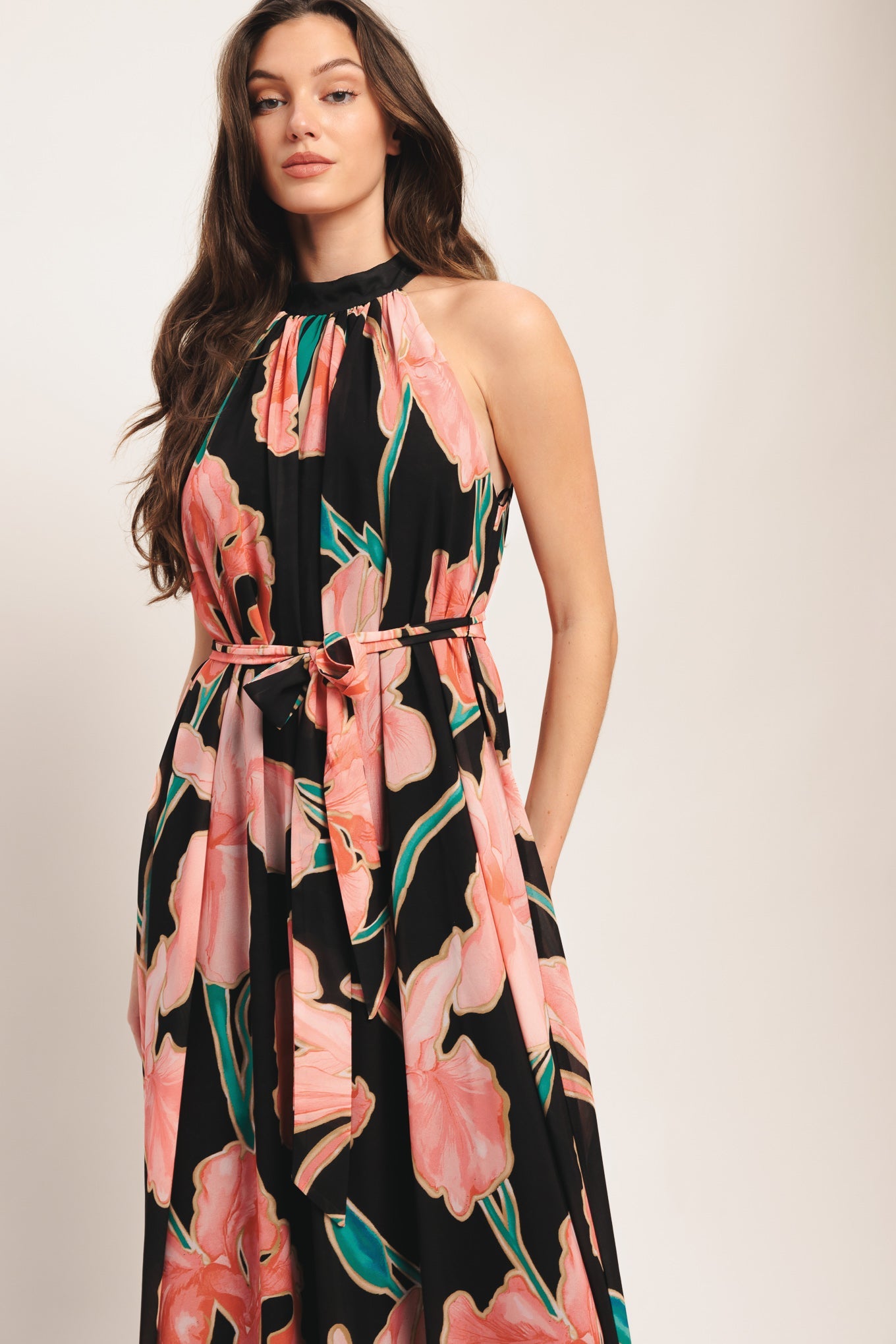 GARDEN NOIR BLACK FLORAL MAXI DRESS