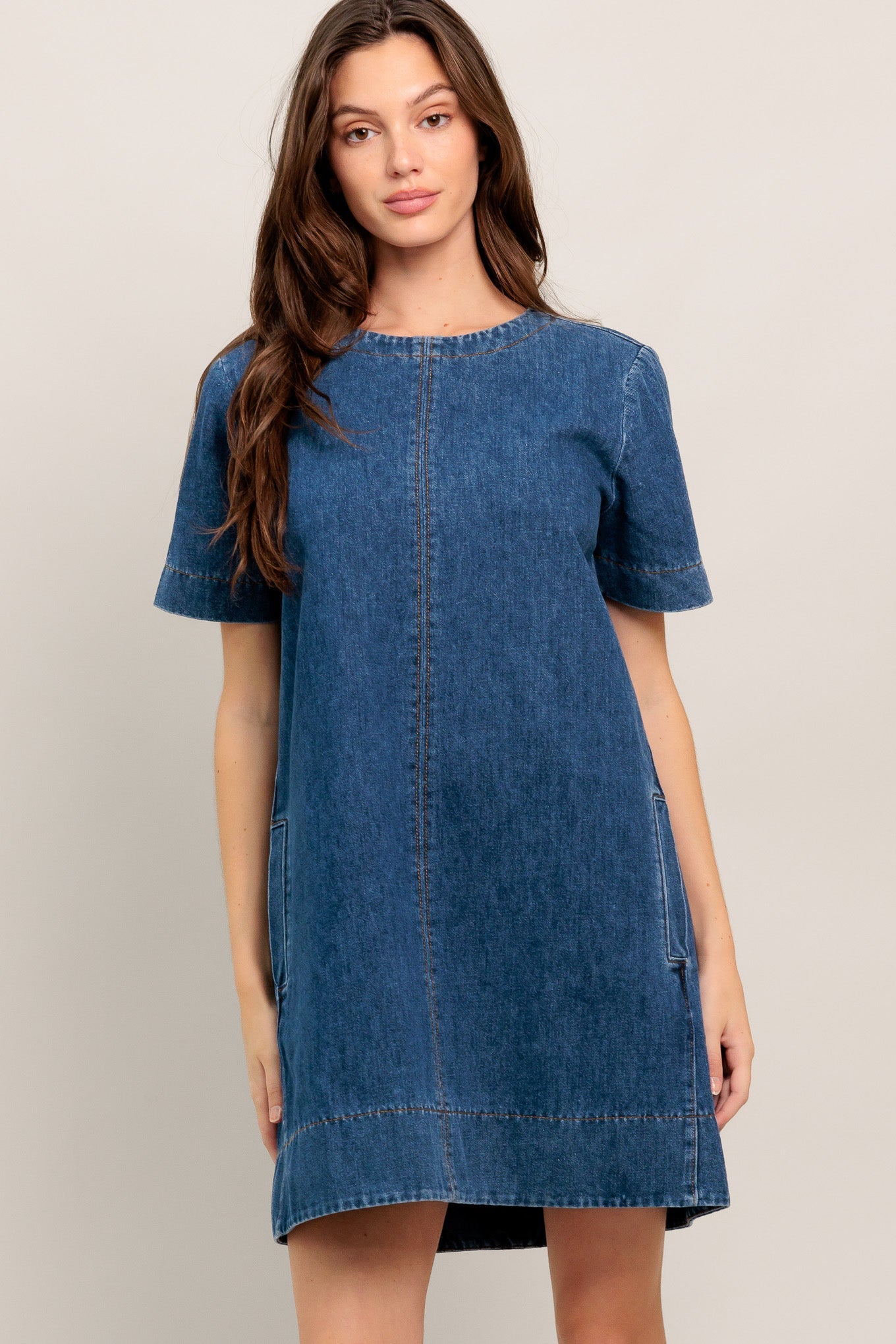 SIMPLY PUT TOGETHER DENIM MINI DRESS