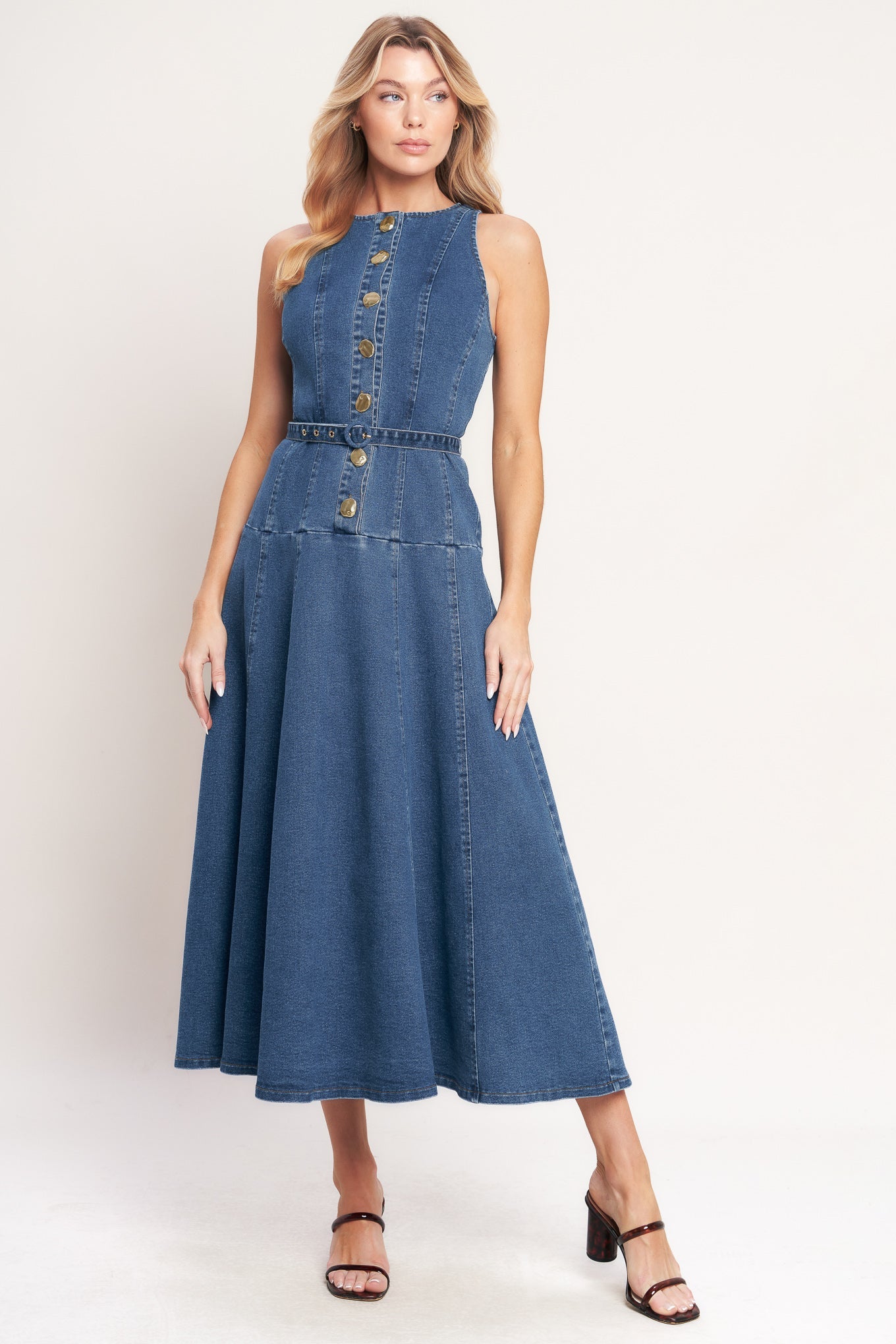 SUNDAY STROLL DENIM MIDI DRESS