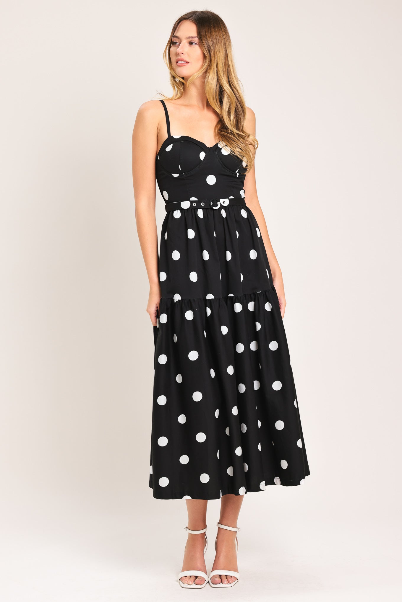 MONROE DOT BLACK & WHITE MIDI DRESS